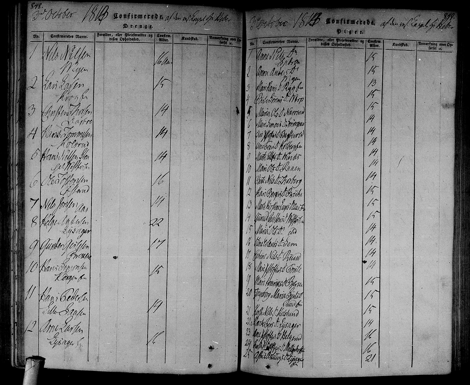 Eiker kirkebøker, SAKO/A-4/F/Fa/L0010: Ministerialbok nr. I 10, 1806-1815, s. 848-849