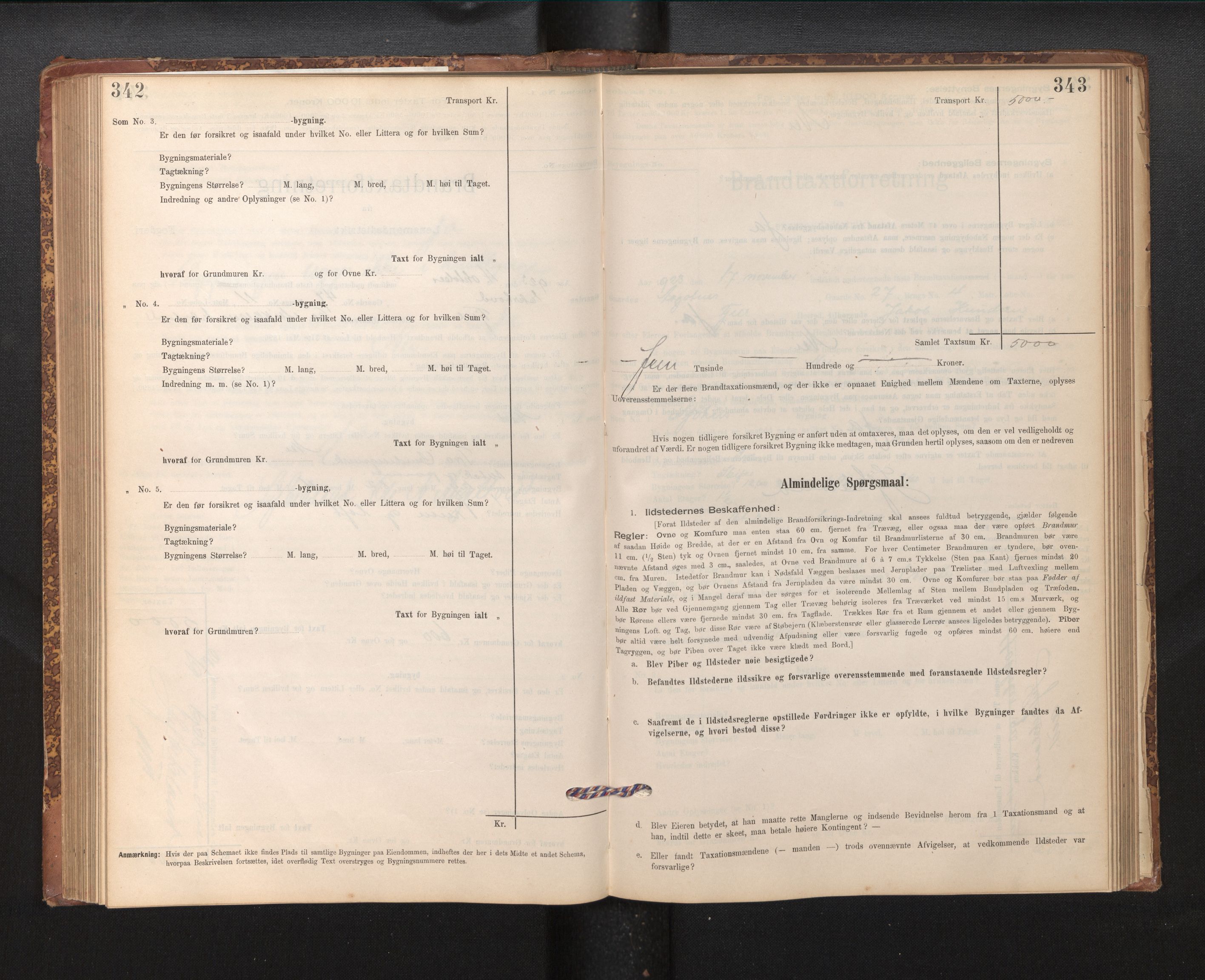 Lensmannen i Fjell, SAB/A-32301/0012/L0005: Branntakstprotokoll, skjematakst, 1895-1931, s. 342-343