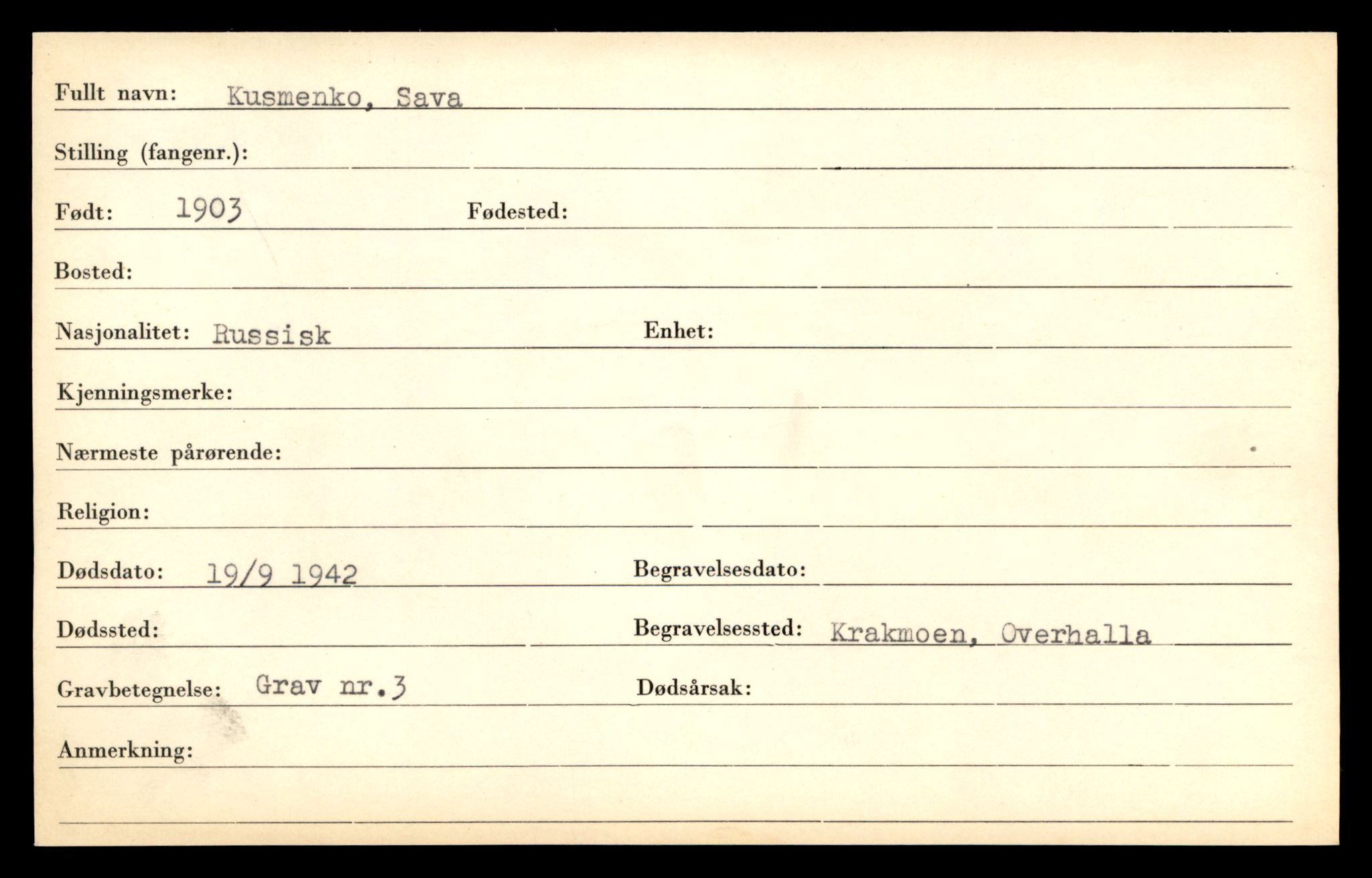 Distriktskontoret for krigsgraver, SAT/A-5030/E/L0005: Kasett/kartotek over falne Britiske og tyske solater, samt andre nasjoners krigsgraver, 1945, s. 663