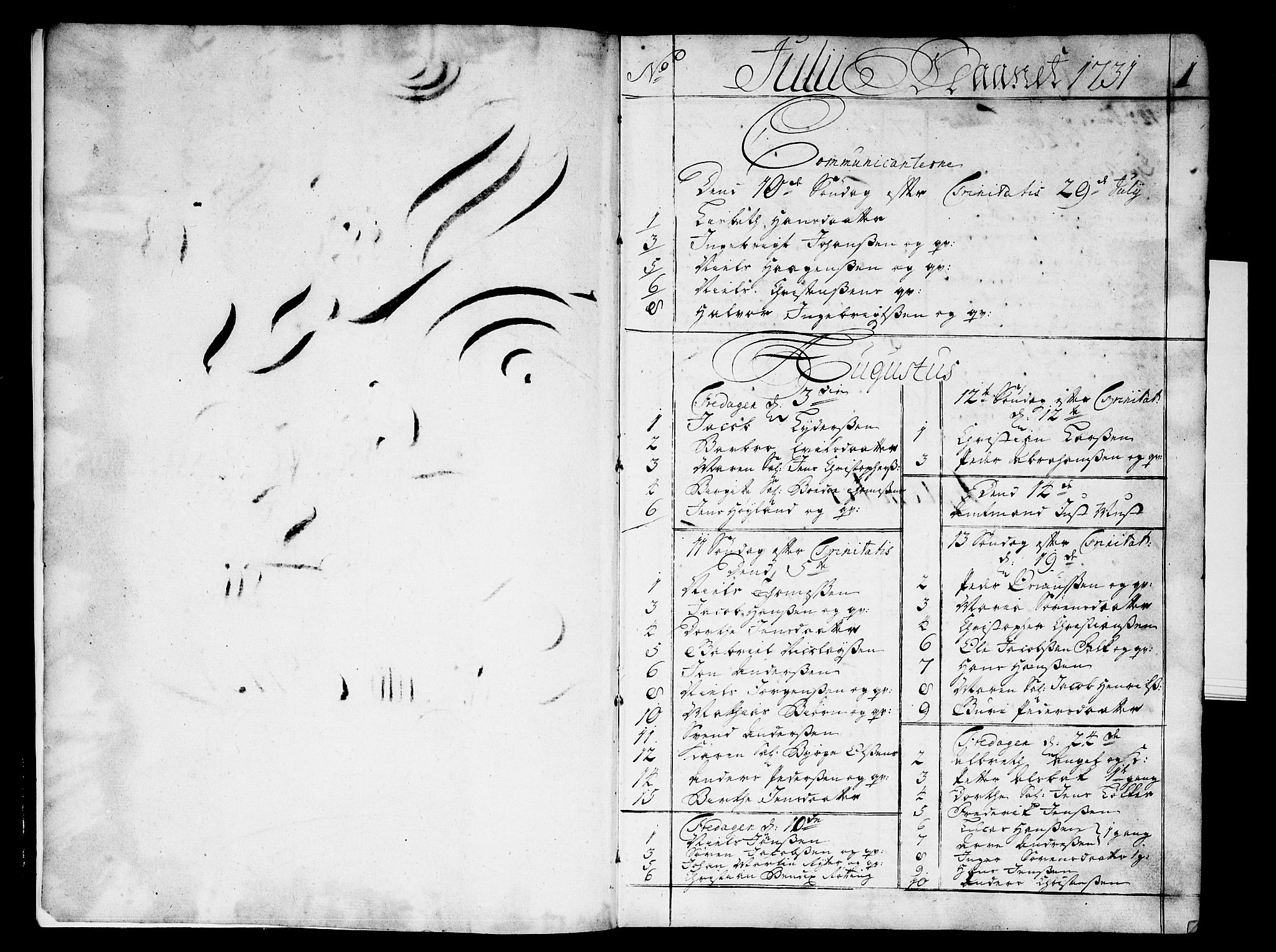 Strømsø kirkebøker, AV/SAKO-A-246/F/Fa/L0004: Ministerialbok nr. I 4, 1731-1734, s. 1