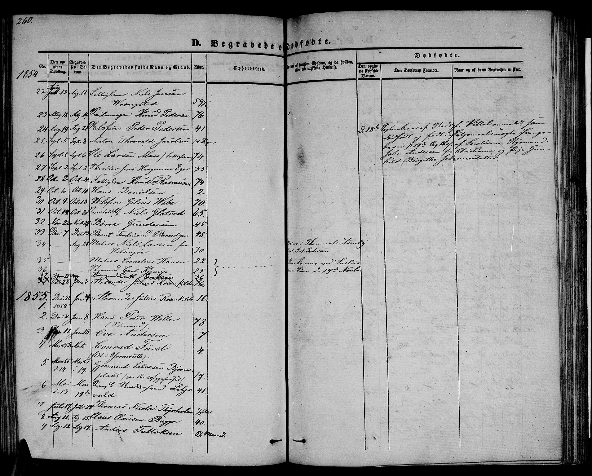 Arendal sokneprestkontor, Trefoldighet, AV/SAK-1111-0040/F/Fb/L0002: Klokkerbok nr. B 2, 1838-1860, s. 260