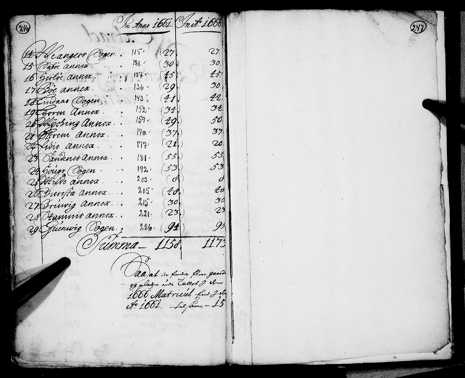 Rentekammeret inntil 1814, Realistisk ordnet avdeling, RA/EA-4070/N/Nb/Nba/L0040: Nordhordland fogderi, 1661-1667, s. 246-247