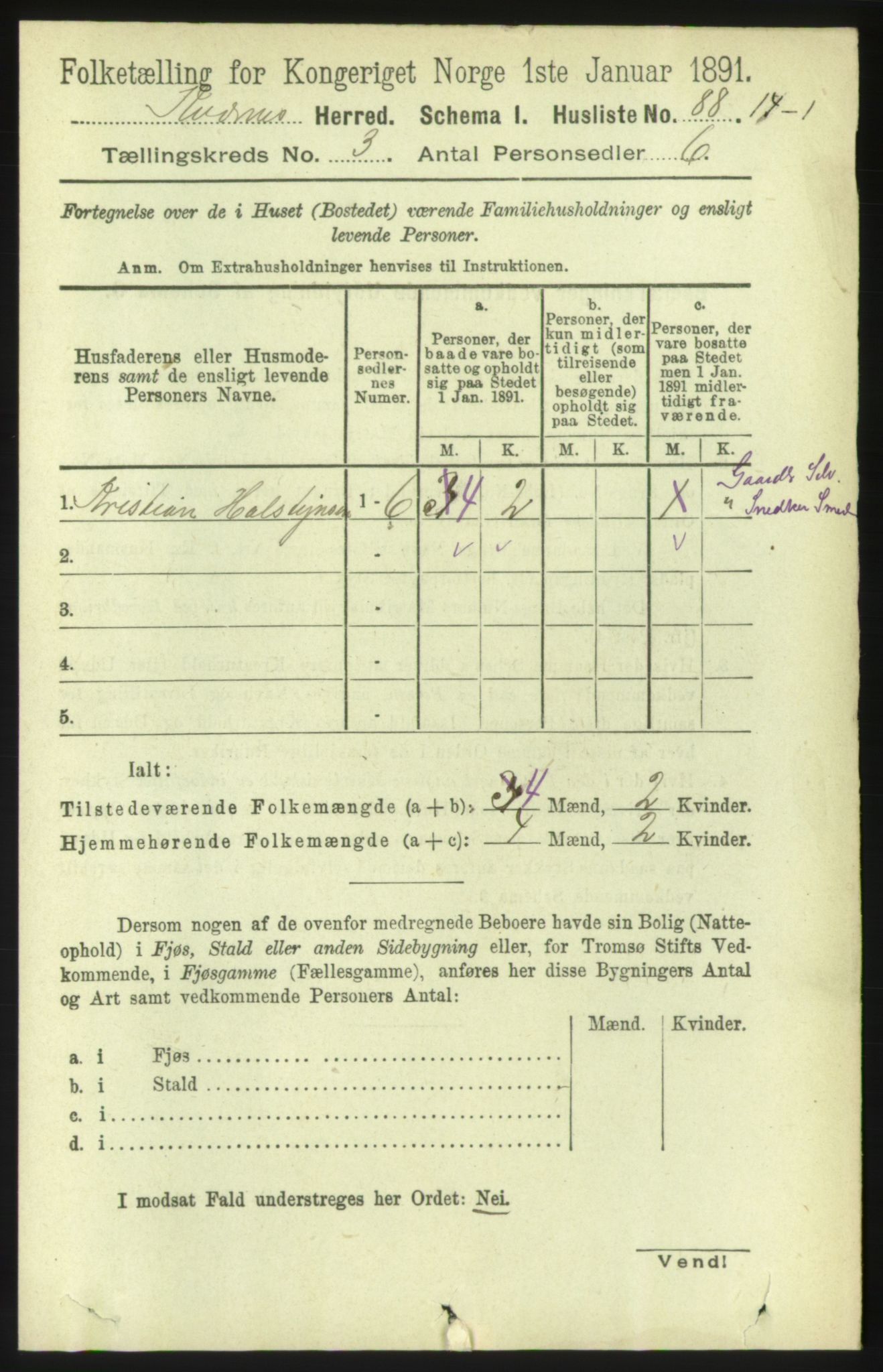 RA, Folketelling 1891 for 1553 Kvernes herred, 1891, s. 1031