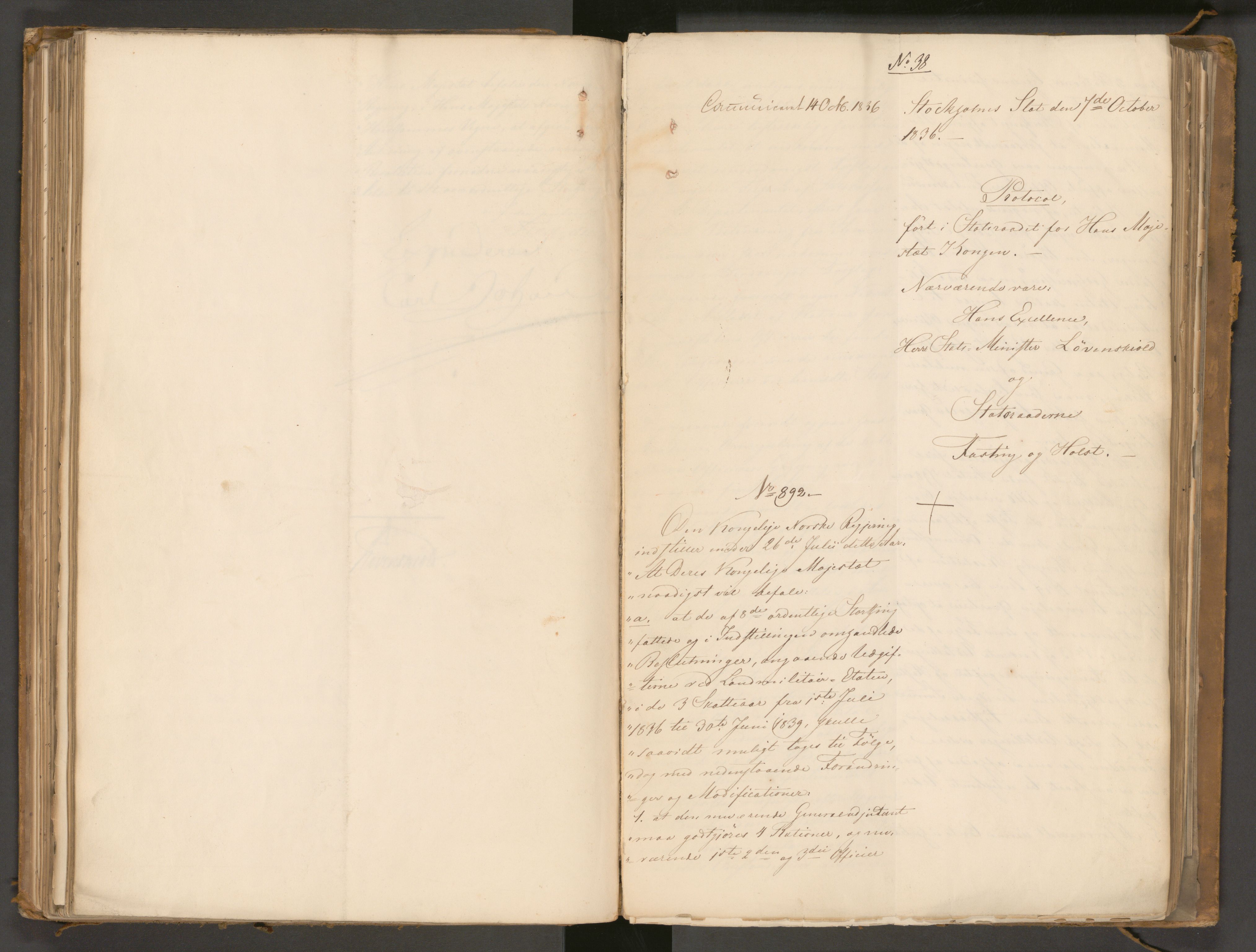 Statsrådssekretariatet, AV/RA-S-1001/A/Ab/L0043: Kgl. res. nr. 632-1192, 2. halvår, 1836
