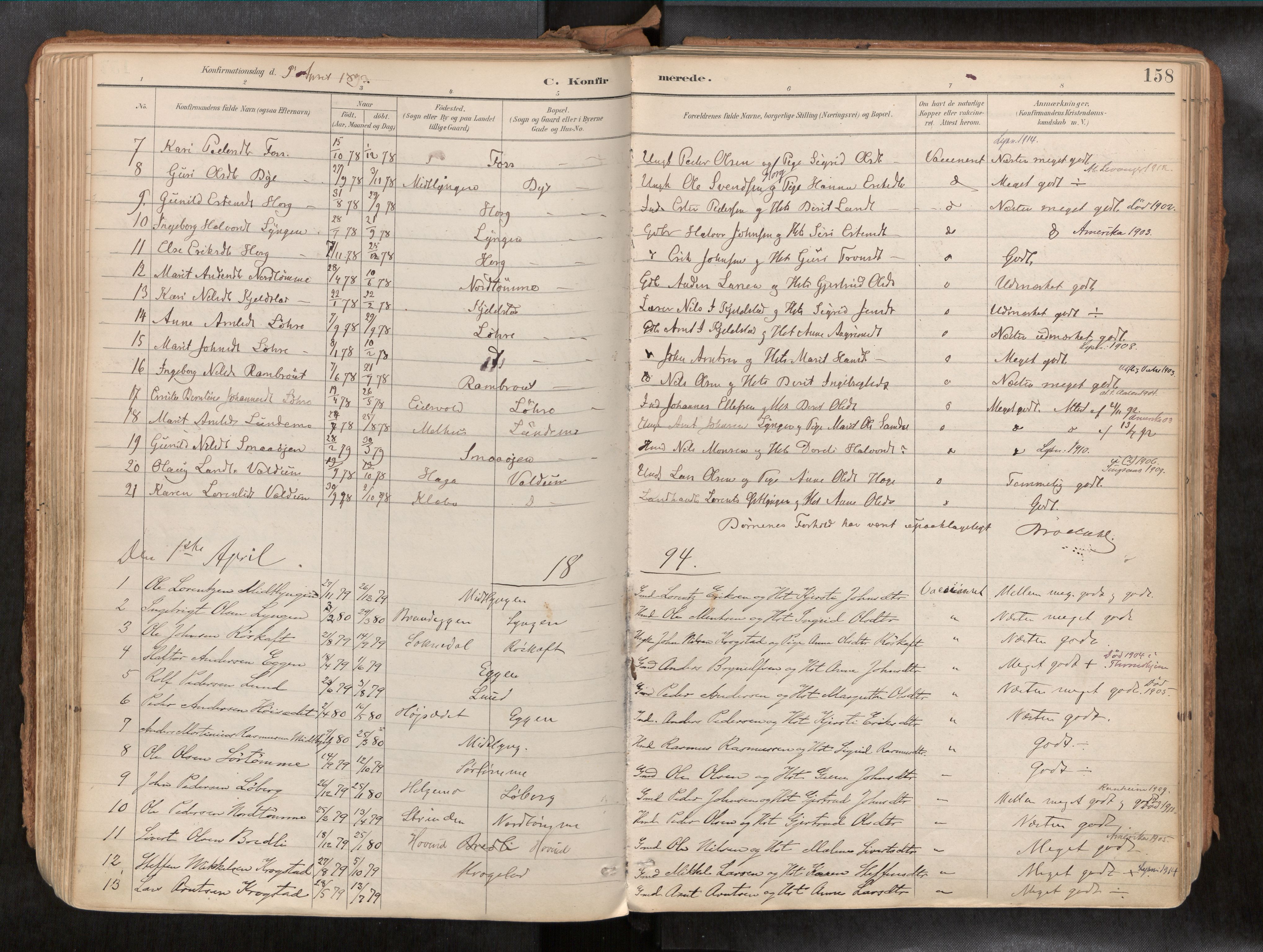 Ministerialprotokoller, klokkerbøker og fødselsregistre - Sør-Trøndelag, AV/SAT-A-1456/692/L1105b: Ministerialbok nr. 692A06, 1891-1934, s. 158