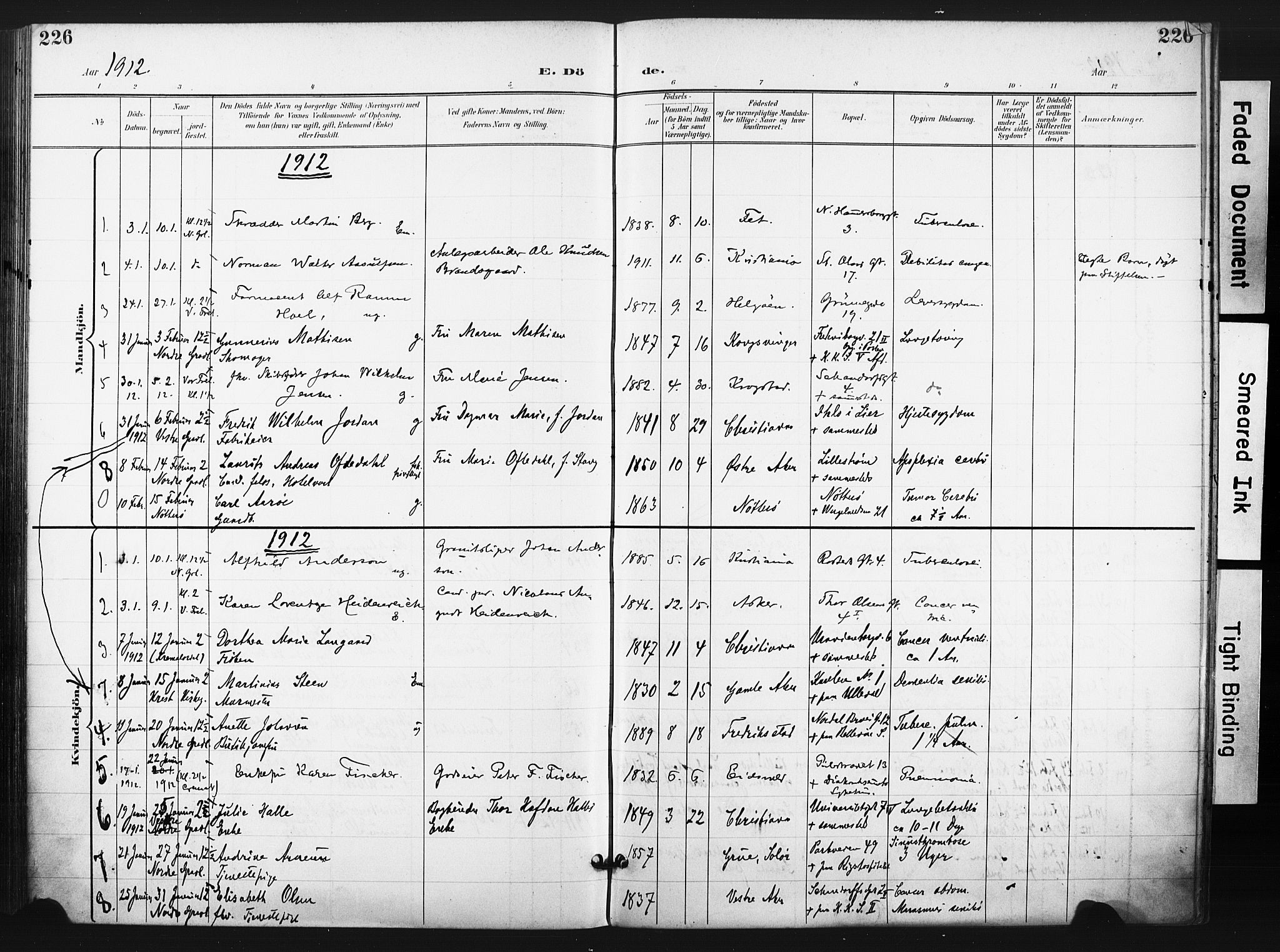 Trefoldighet prestekontor Kirkebøker, AV/SAO-A-10882/F/Fd/L0004: Ministerialbok nr. IV 4, 1897-1912, s. 226