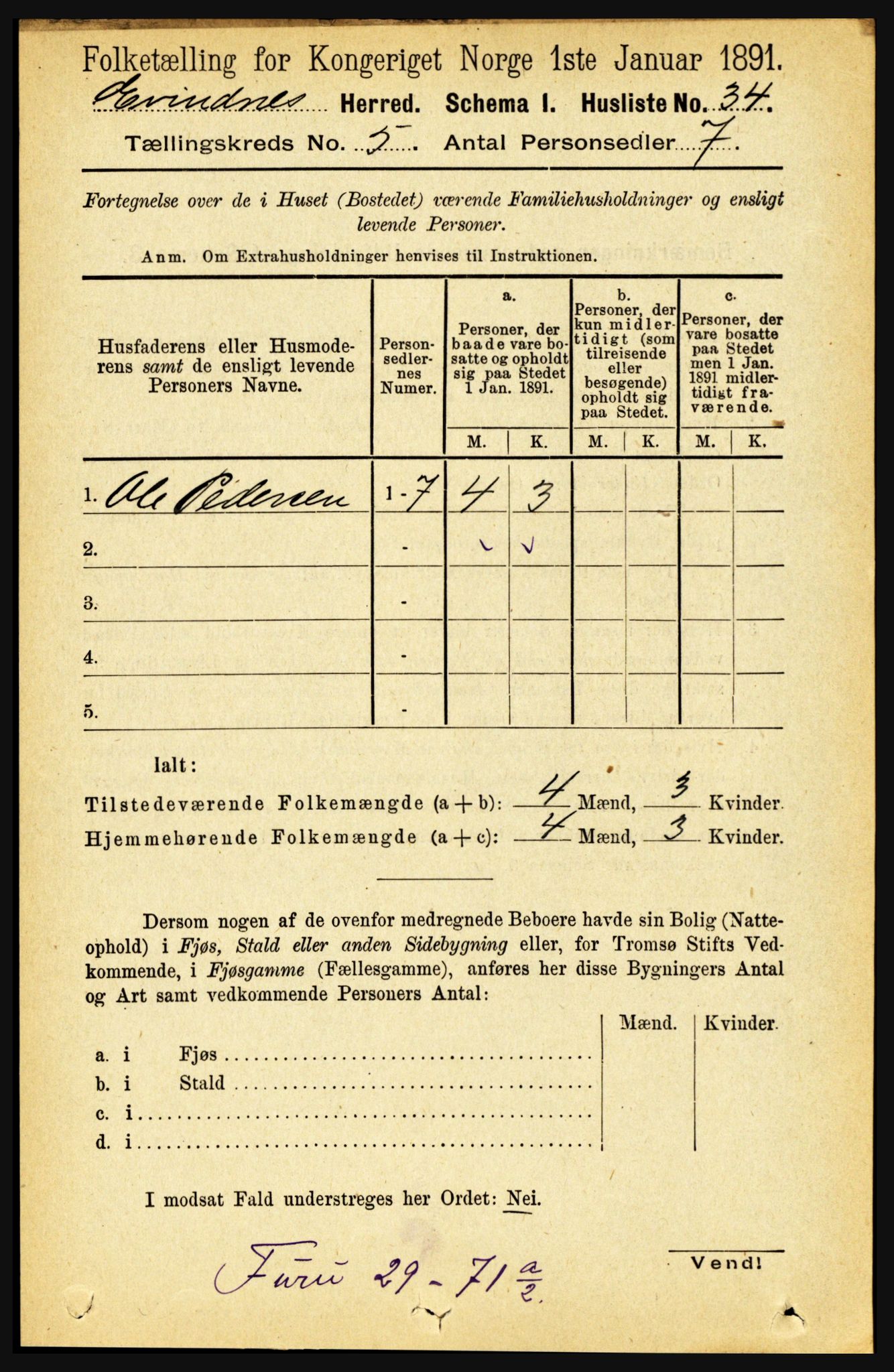 RA, Folketelling 1891 for 1853 Evenes herred, 1891, s. 1616
