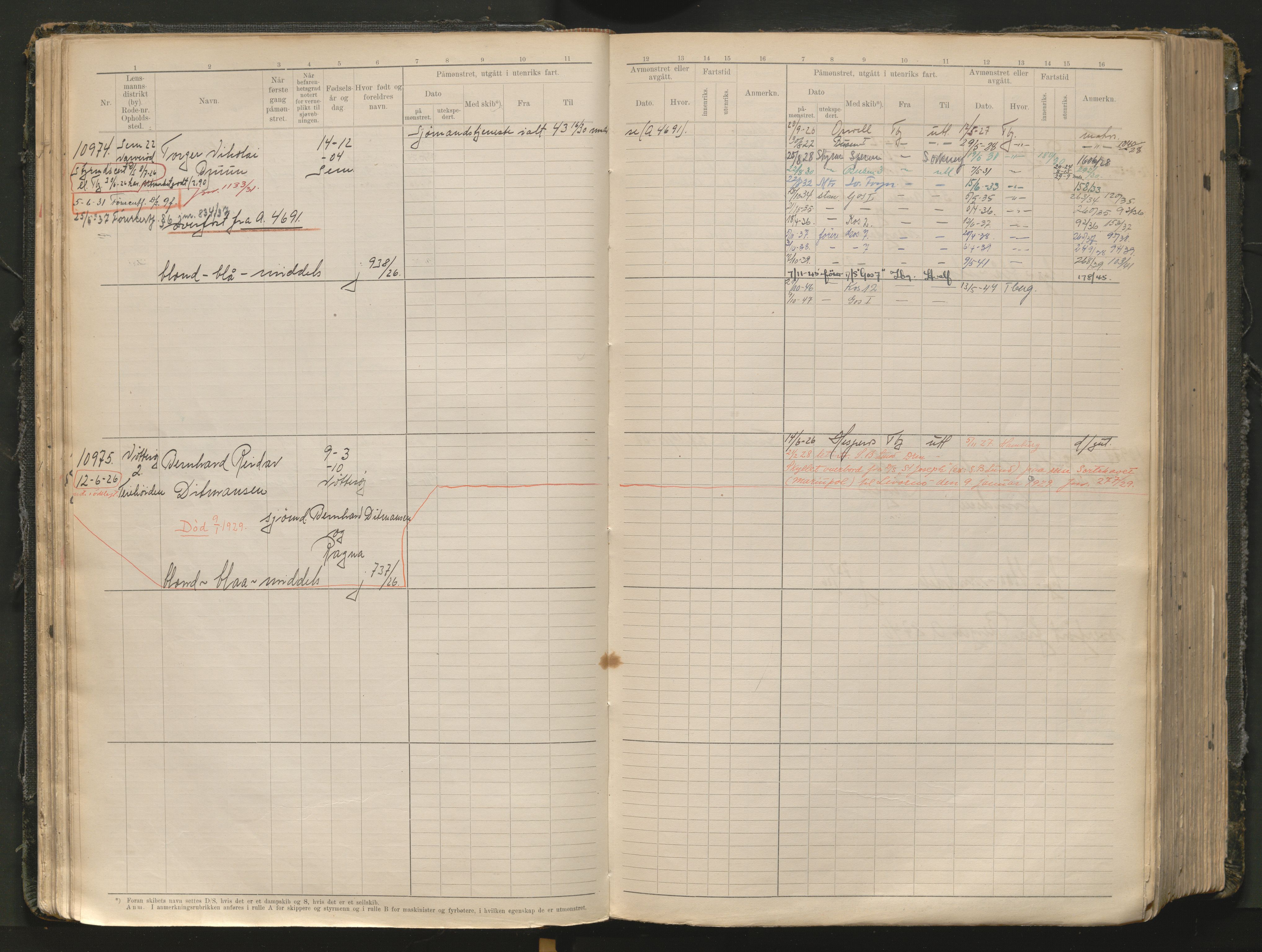 Tønsberg innrulleringskontor, AV/SAKO-A-786/F/Fc/Fcb/L0012: Hovedrulle Patent nr. 10828-12216, 1925-1948