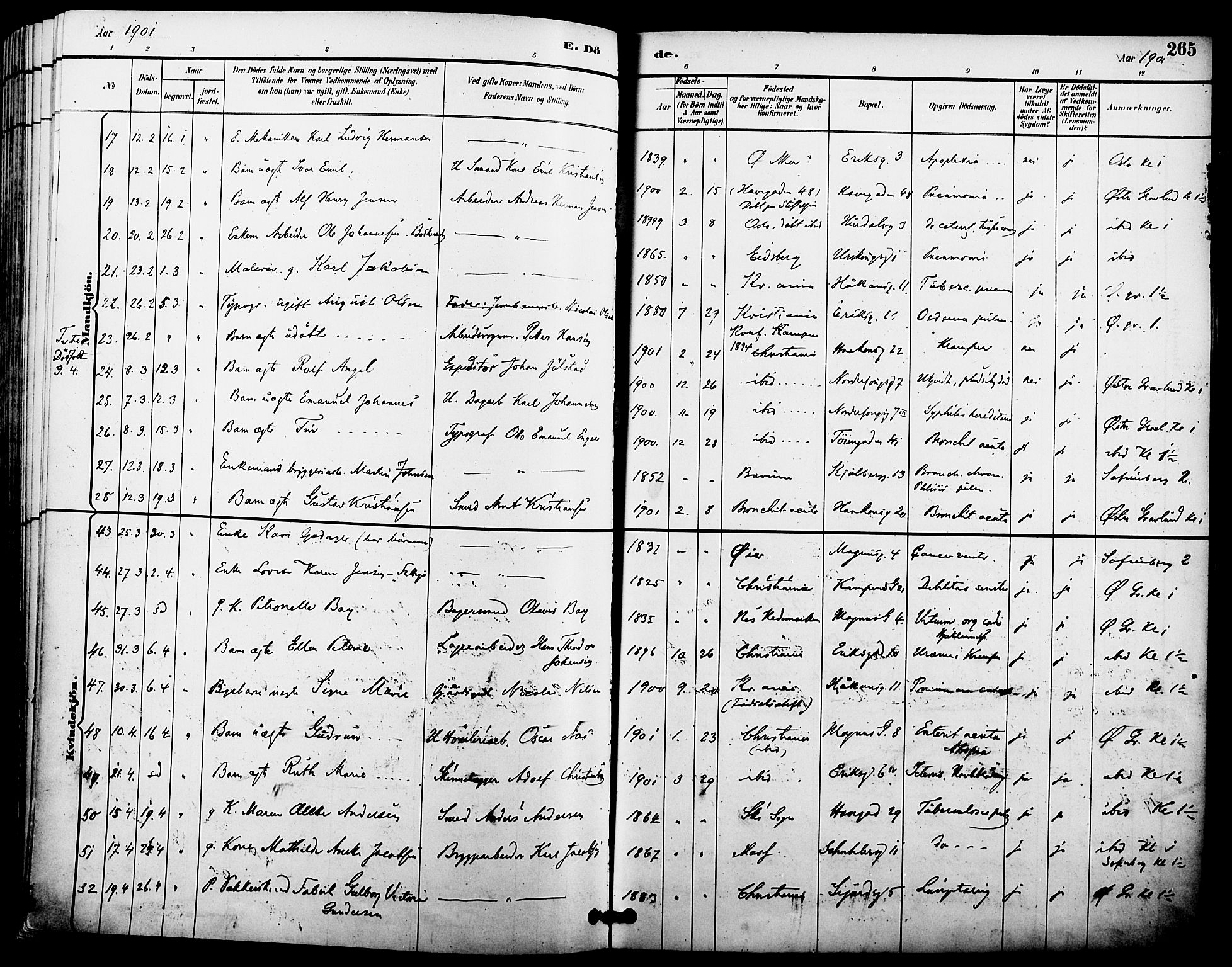 Kampen prestekontor Kirkebøker, AV/SAO-A-10853/F/Fa/L0008: Ministerialbok nr. I 8, 1892-1902, s. 265