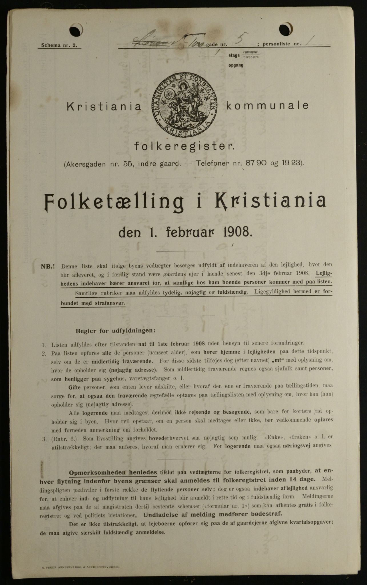 OBA, Kommunal folketelling 1.2.1908 for Kristiania kjøpstad, 1908, s. 102943