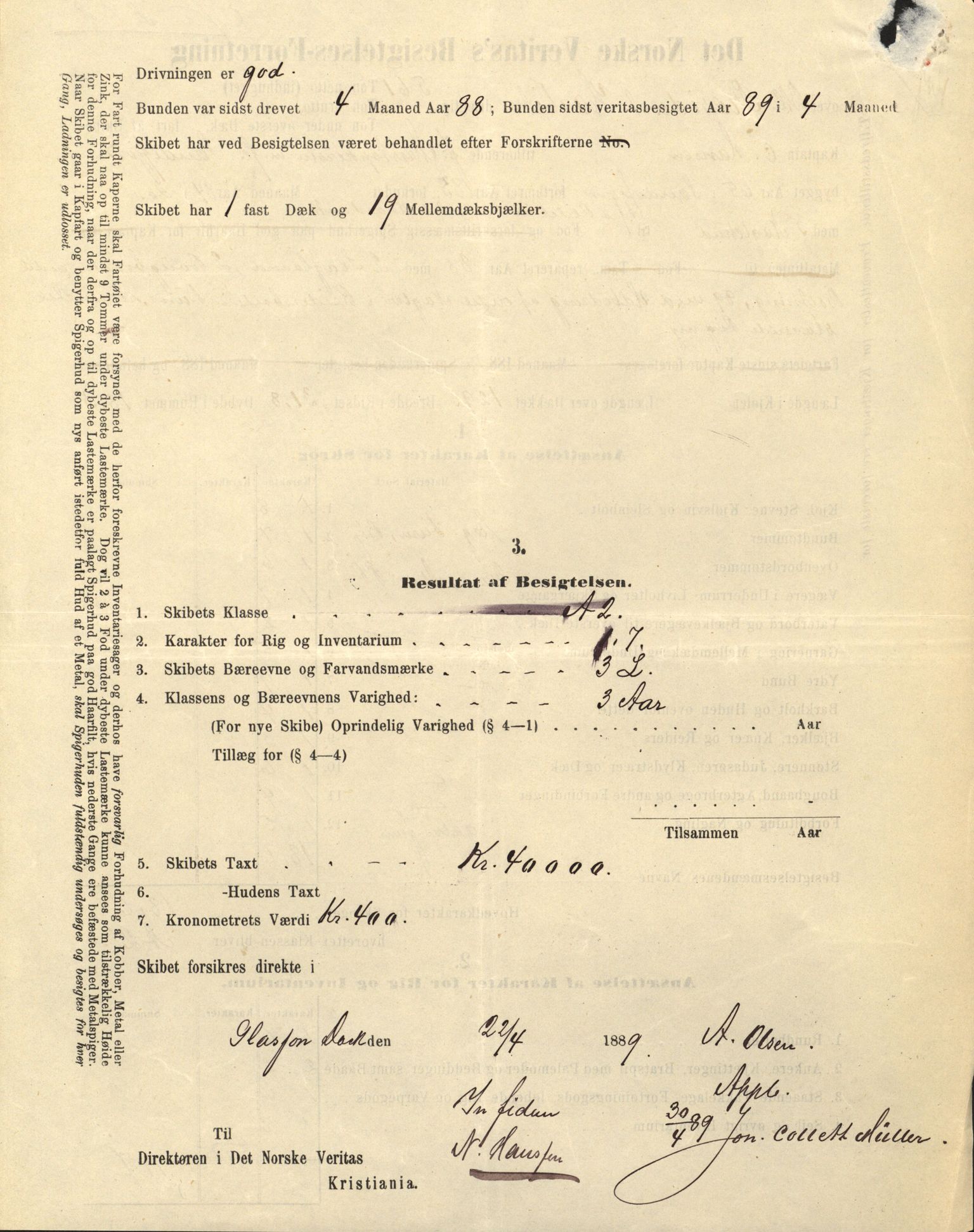 Pa 63 - Østlandske skibsassuranceforening, VEMU/A-1079/G/Ga/L0023/0007: Havaridokumenter / Eugenie, Askur, Præsident Harbitz, Professor Johnson, Professor Mohn, 1889, s. 75