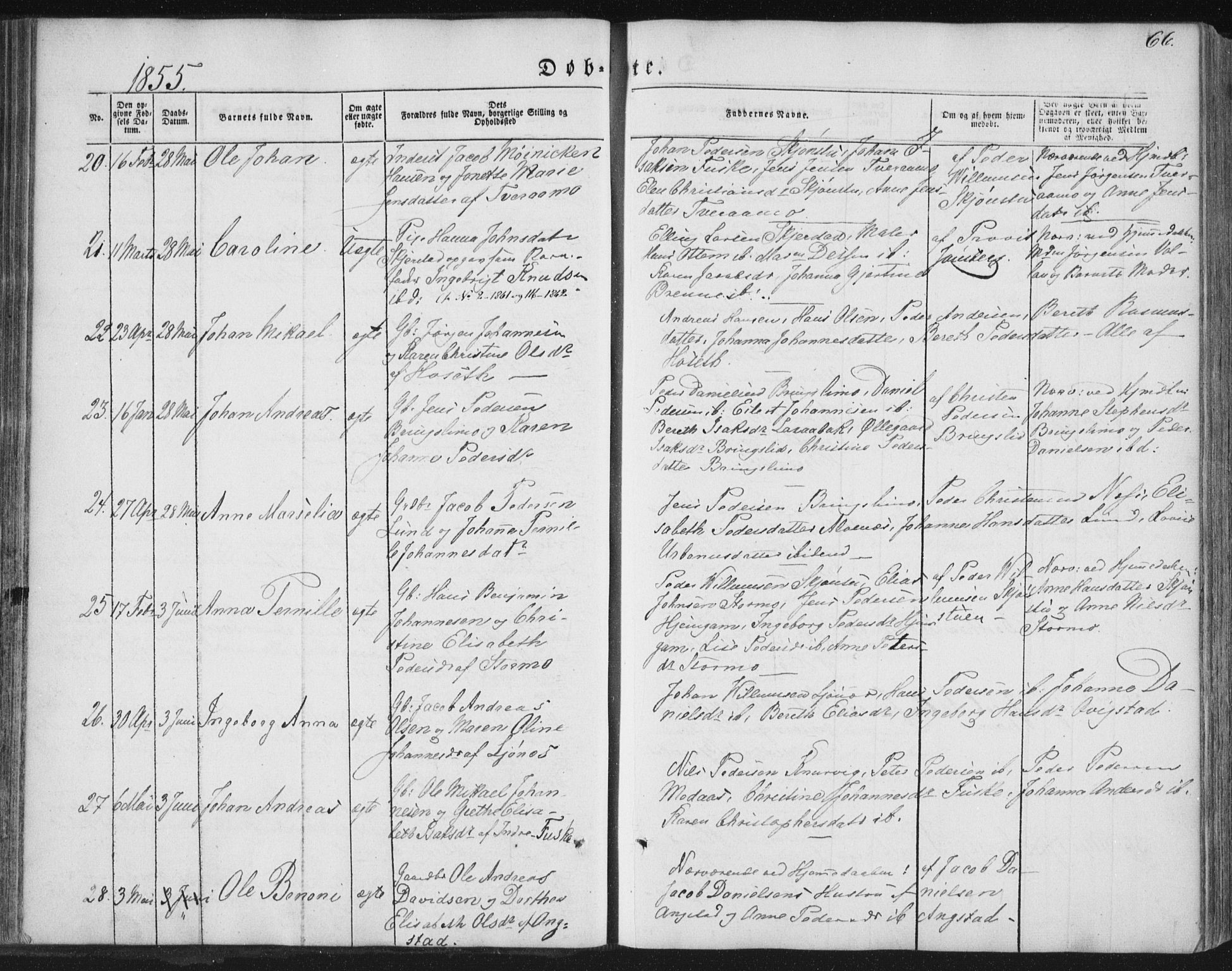 Ministerialprotokoller, klokkerbøker og fødselsregistre - Nordland, AV/SAT-A-1459/852/L0738: Ministerialbok nr. 852A08, 1849-1865, s. 66