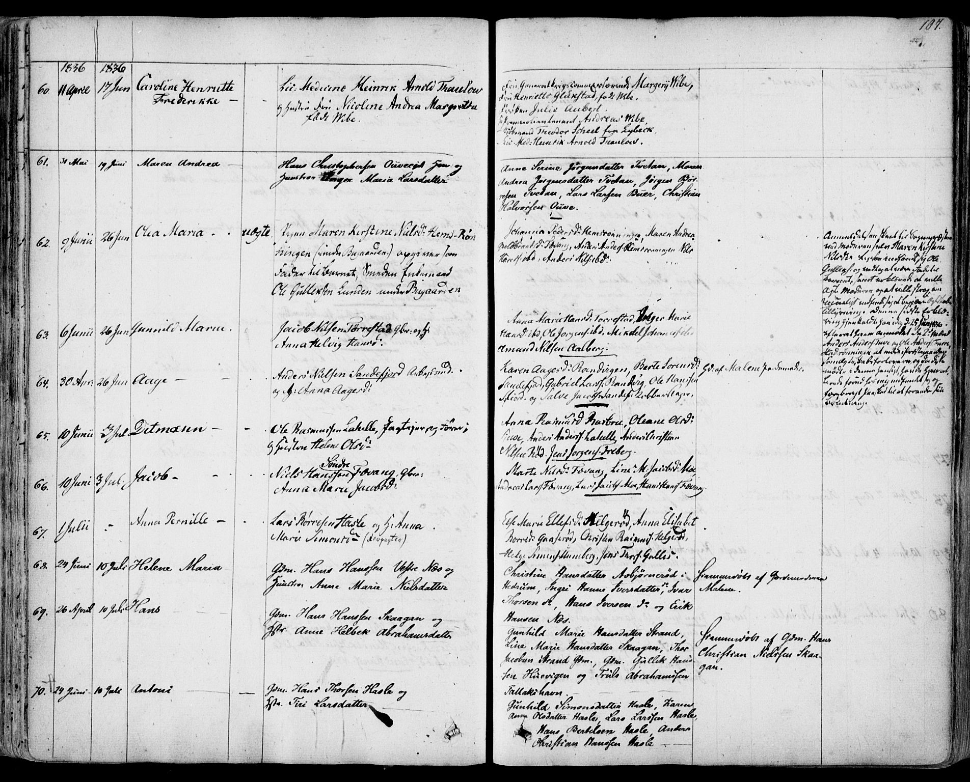 Sandar kirkebøker, AV/SAKO-A-243/F/Fa/L0005: Ministerialbok nr. 5, 1832-1847, s. 106-107