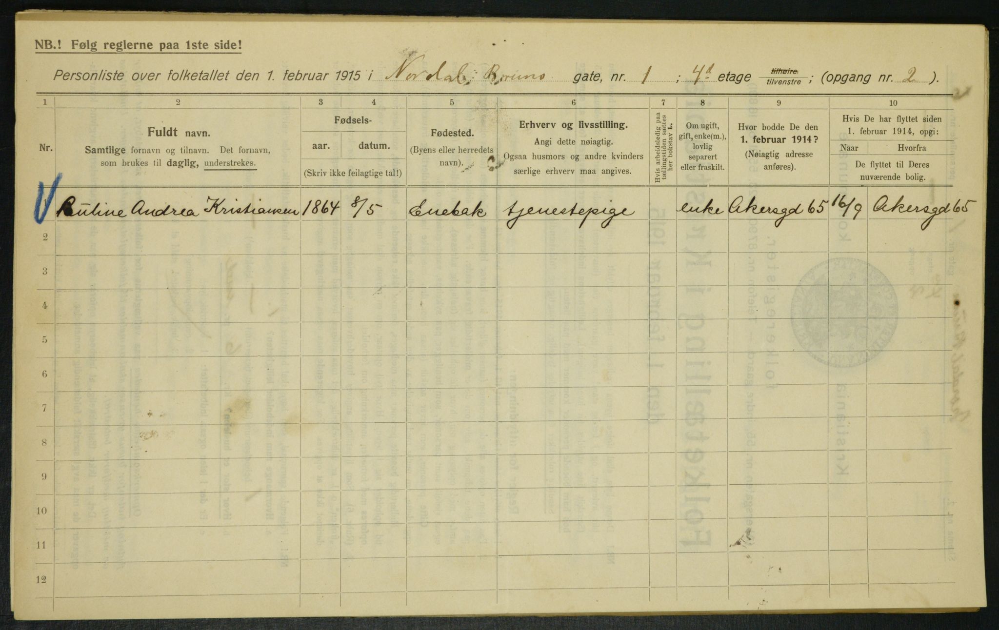 OBA, Kommunal folketelling 1.2.1915 for Kristiania, 1915, s. 71556