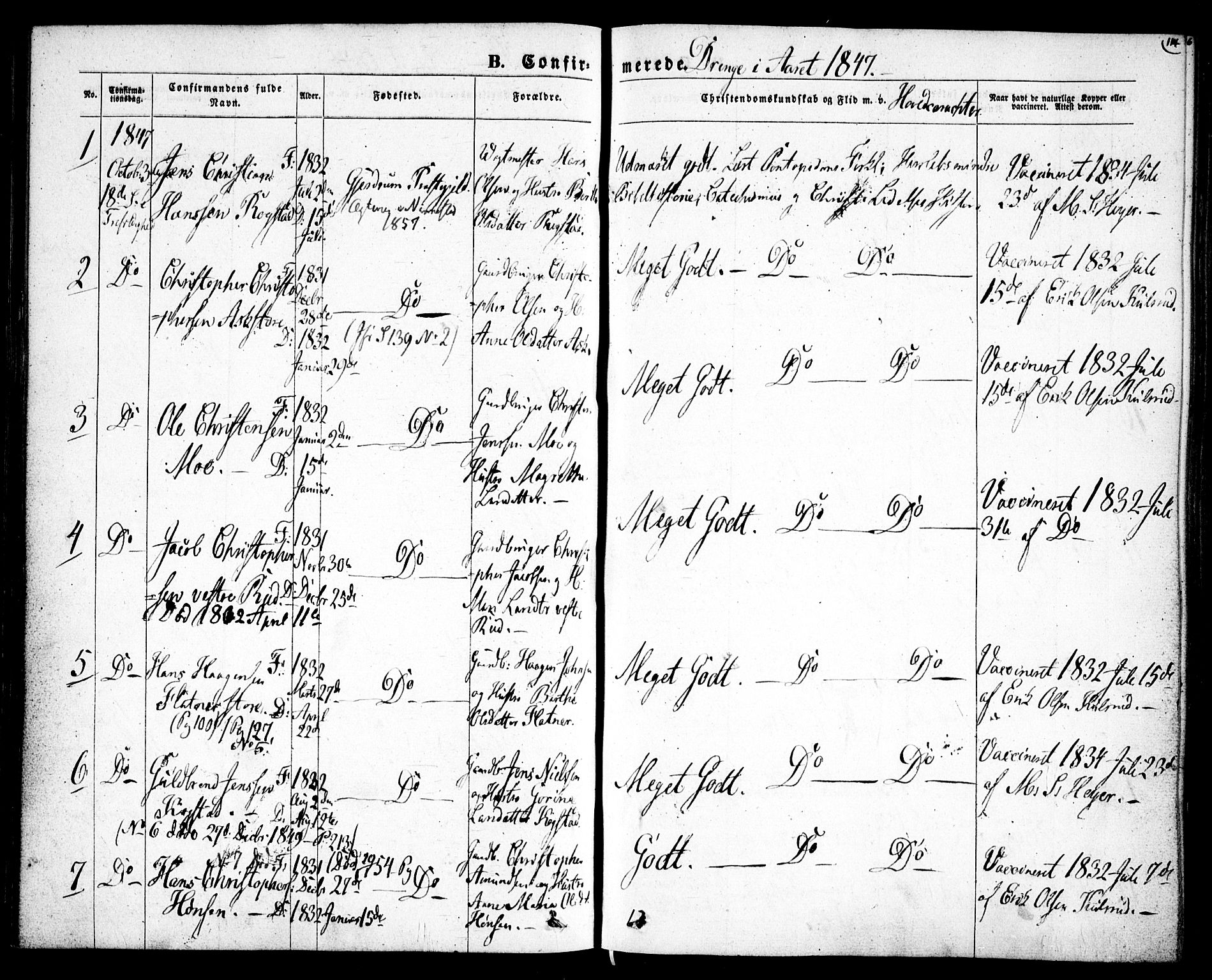 Gjerdrum prestekontor Kirkebøker, AV/SAO-A-10412b/F/Fa/L0006: Ministerialbok nr. I 6, 1845-1856, s. 114