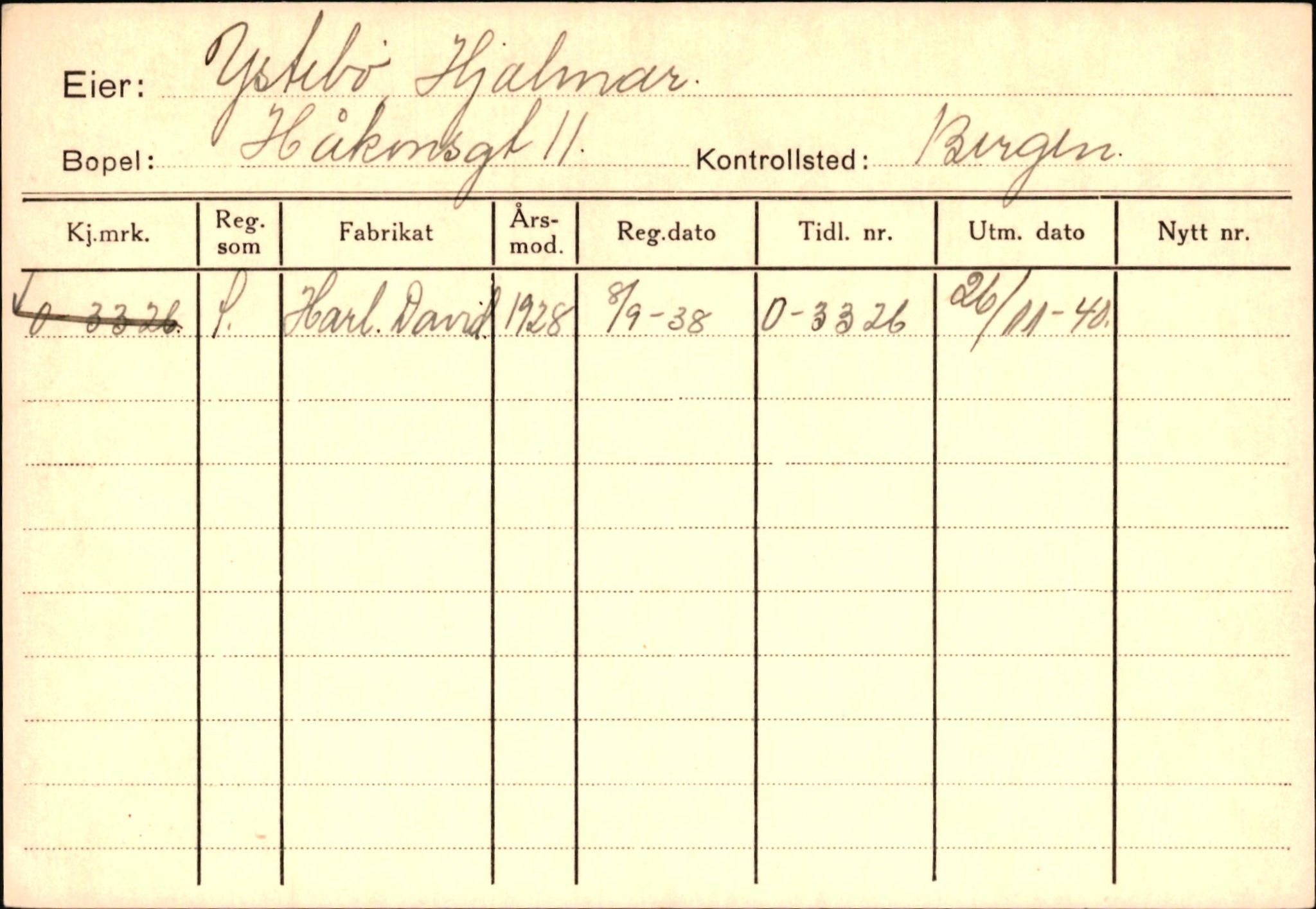 Statens vegvesen, Hordaland vegkontor, AV/SAB-A-5201/2/Hb/L0037: O-eierkort W-P, 1920-1971, s. 946