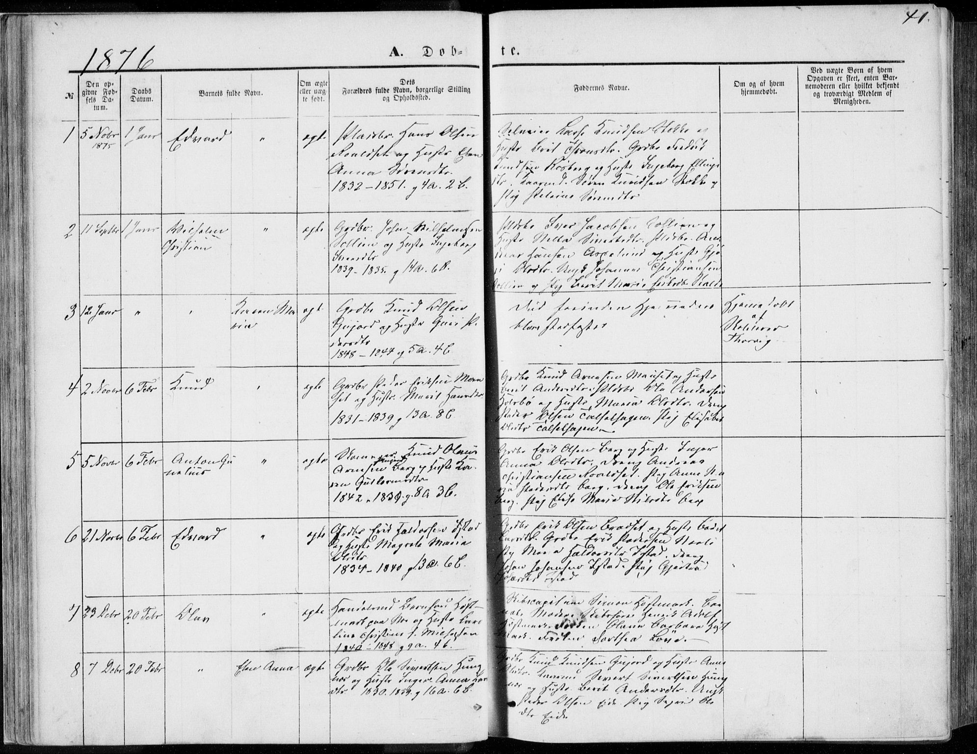 Ministerialprotokoller, klokkerbøker og fødselsregistre - Møre og Romsdal, SAT/A-1454/557/L0681: Ministerialbok nr. 557A03, 1869-1886, s. 41