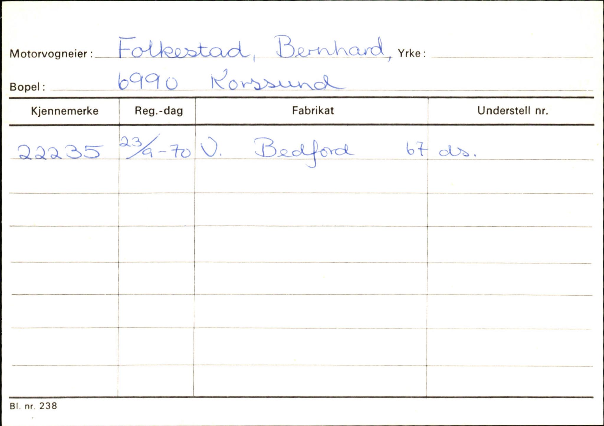 Statens vegvesen, Sogn og Fjordane vegkontor, AV/SAB-A-5301/4/F/L0132: Eigarregister Askvoll A-Å. Balestrand A-Å, 1945-1975, s. 267