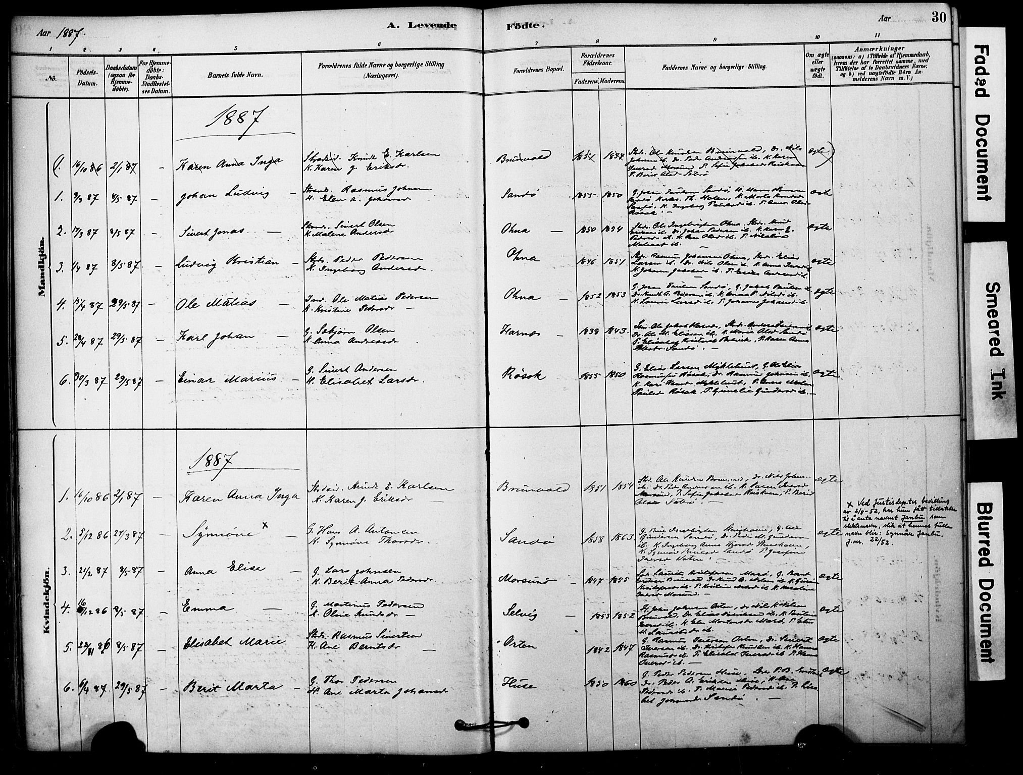 Ministerialprotokoller, klokkerbøker og fødselsregistre - Møre og Romsdal, AV/SAT-A-1454/561/L0729: Ministerialbok nr. 561A03, 1878-1900, s. 30