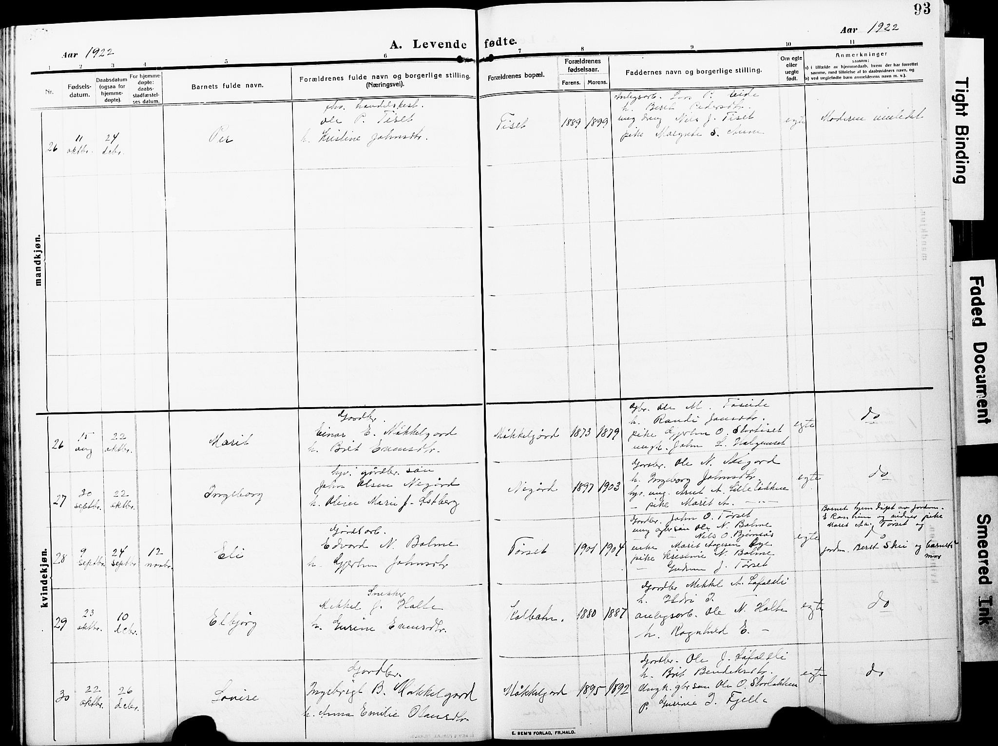 Ministerialprotokoller, klokkerbøker og fødselsregistre - Møre og Romsdal, AV/SAT-A-1454/598/L1079: Klokkerbok nr. 598C04, 1909-1927, s. 93