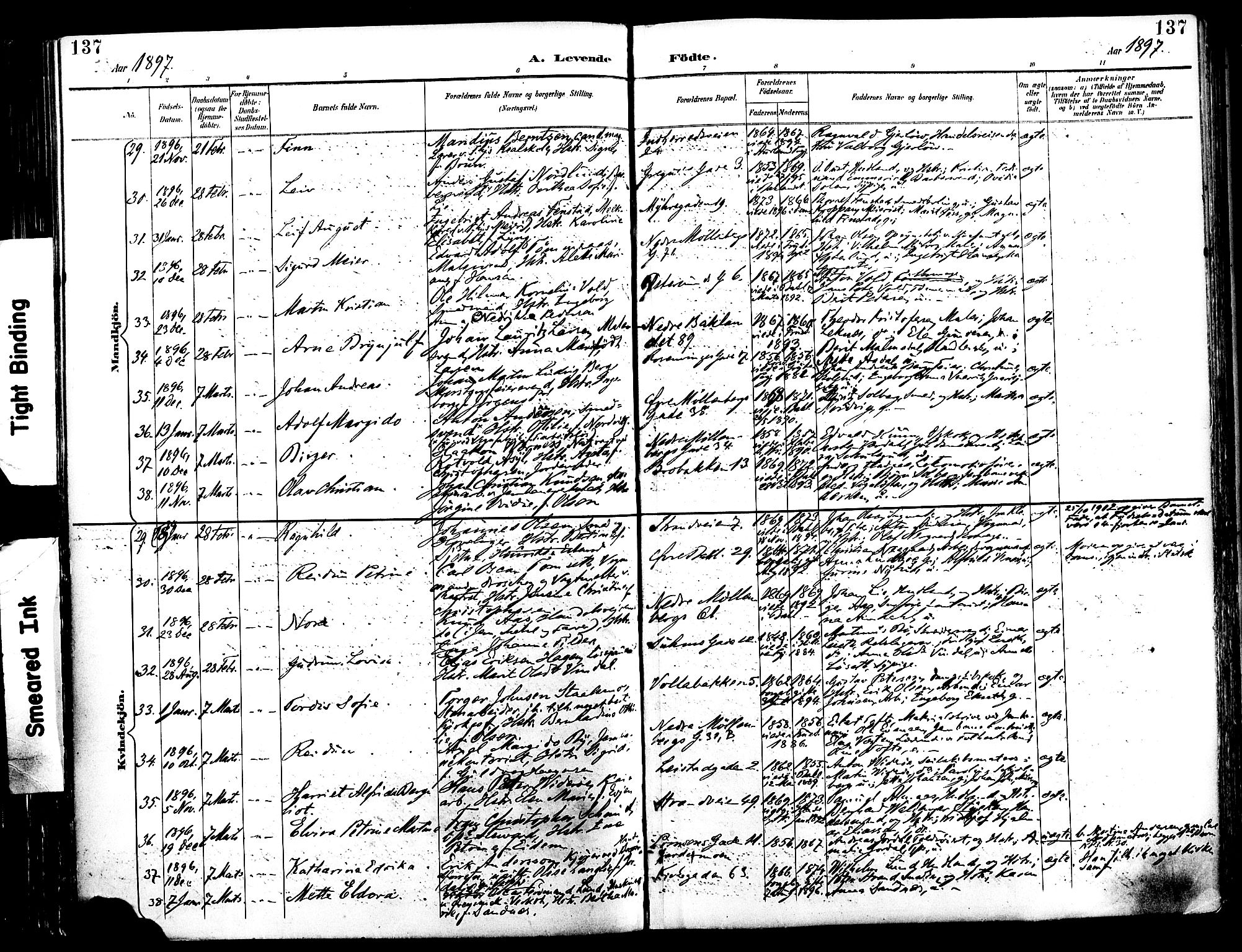 Ministerialprotokoller, klokkerbøker og fødselsregistre - Sør-Trøndelag, SAT/A-1456/604/L0197: Ministerialbok nr. 604A18, 1893-1900, s. 137
