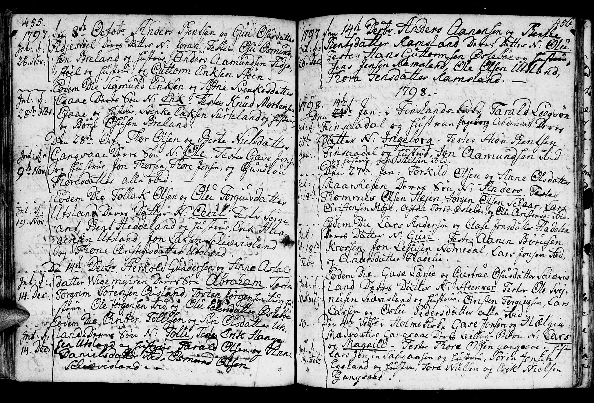Holum sokneprestkontor, AV/SAK-1111-0022/F/Fa/Fac/L0001: Ministerialbok nr. A 1, 1773-1820, s. 455-456
