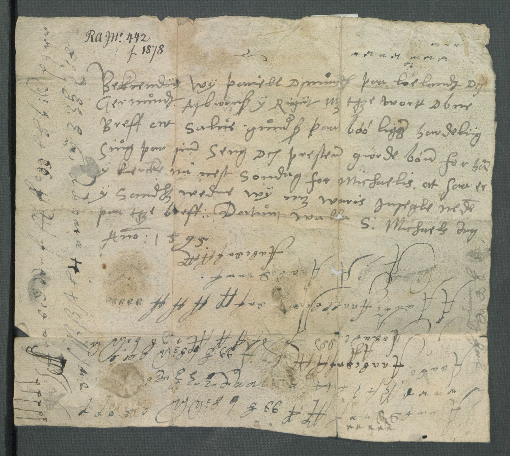 Riksarkivets diplomsamling, AV/RA-EA-5965/F02/L0100: Dokumenter, 1595, s. 40