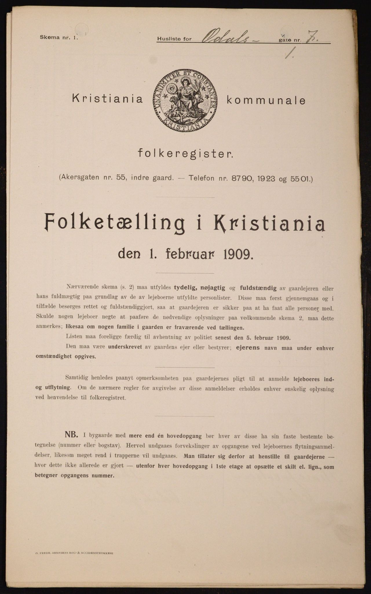 OBA, Kommunal folketelling 1.2.1909 for Kristiania kjøpstad, 1909, s. 67406