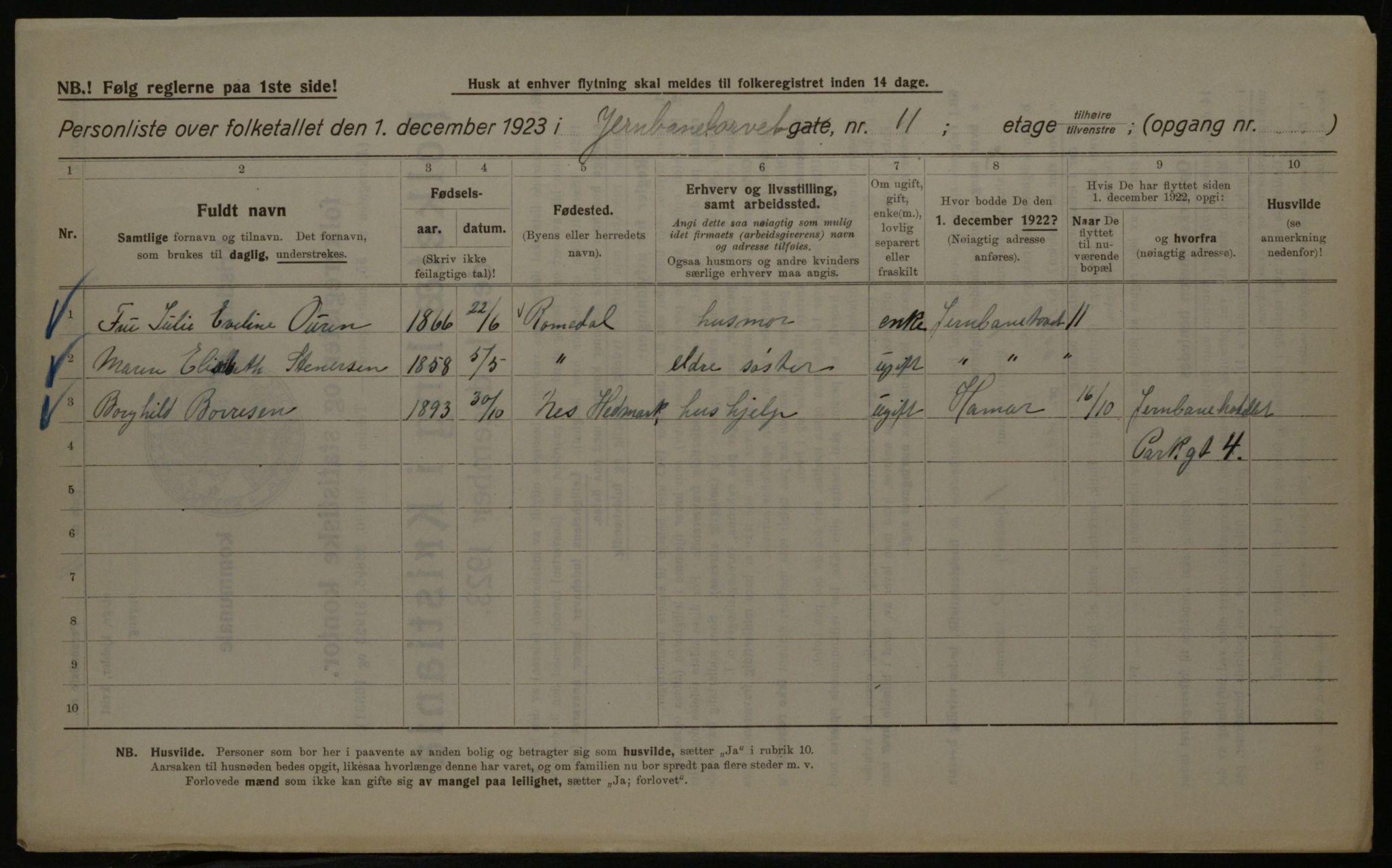 OBA, Kommunal folketelling 1.12.1923 for Kristiania, 1923, s. 52593