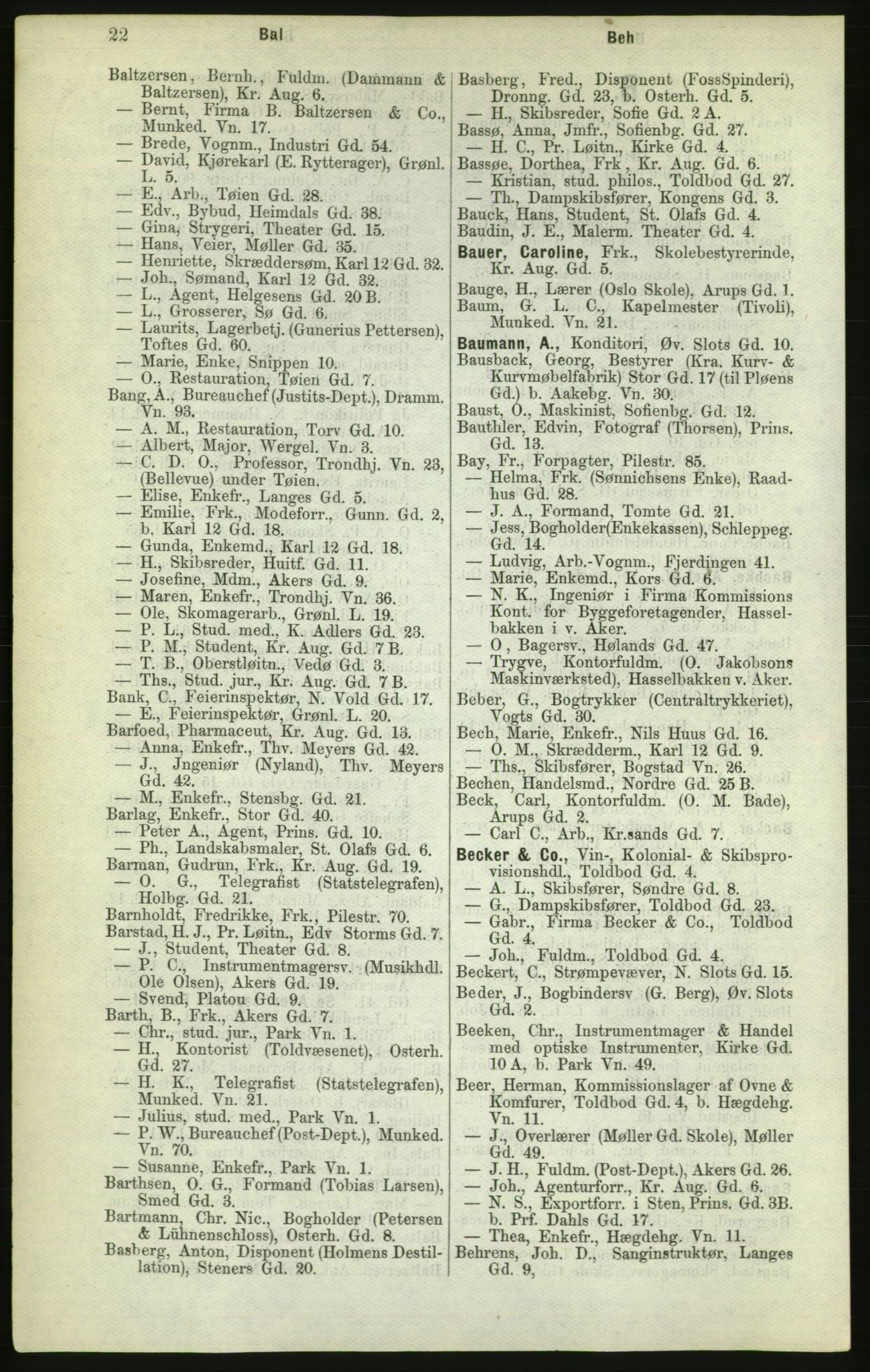 Kristiania/Oslo adressebok, PUBL/-, 1882, s. 22