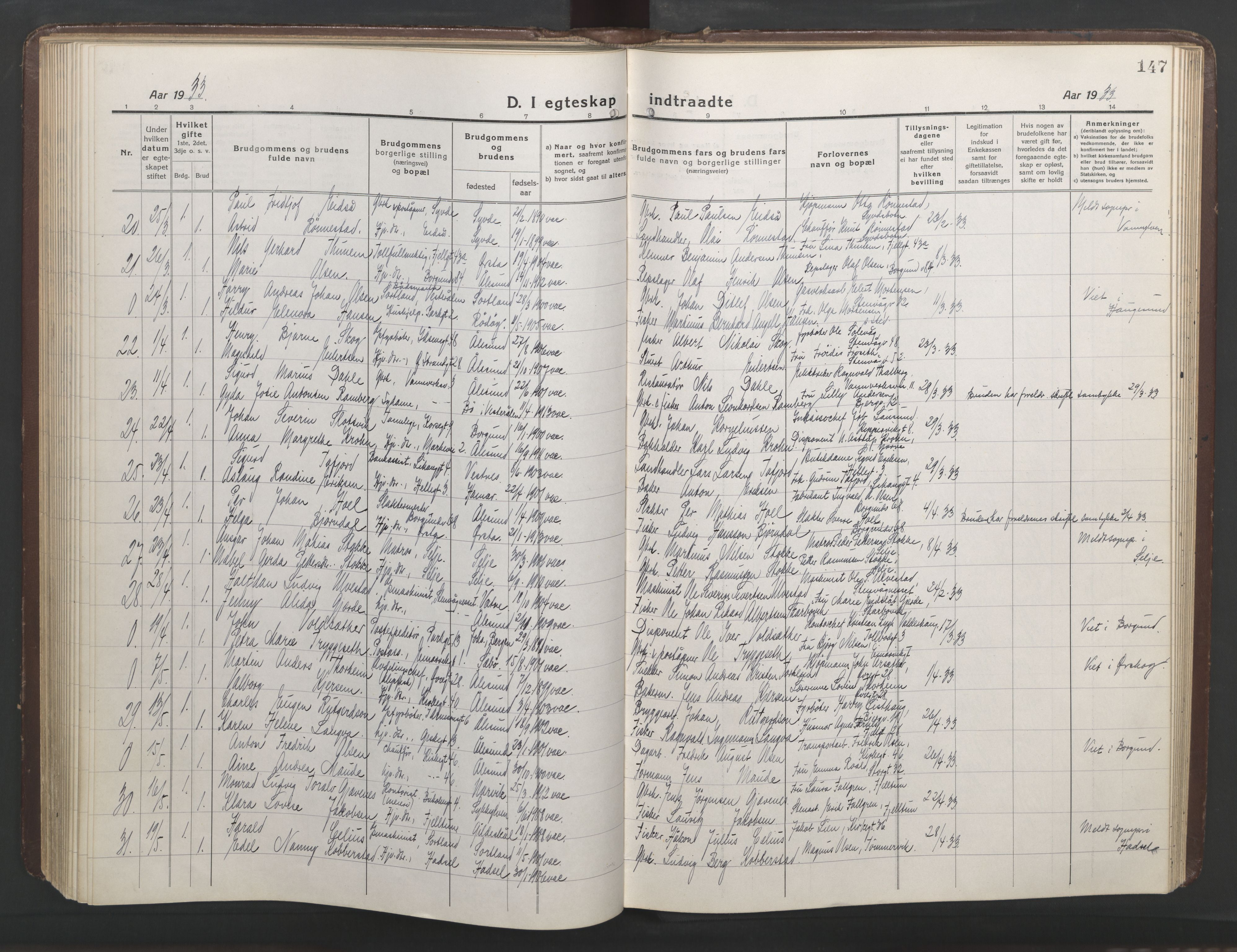 Ministerialprotokoller, klokkerbøker og fødselsregistre - Møre og Romsdal, SAT/A-1454/529/L0473: Klokkerbok nr. 529C10, 1918-1941, s. 147