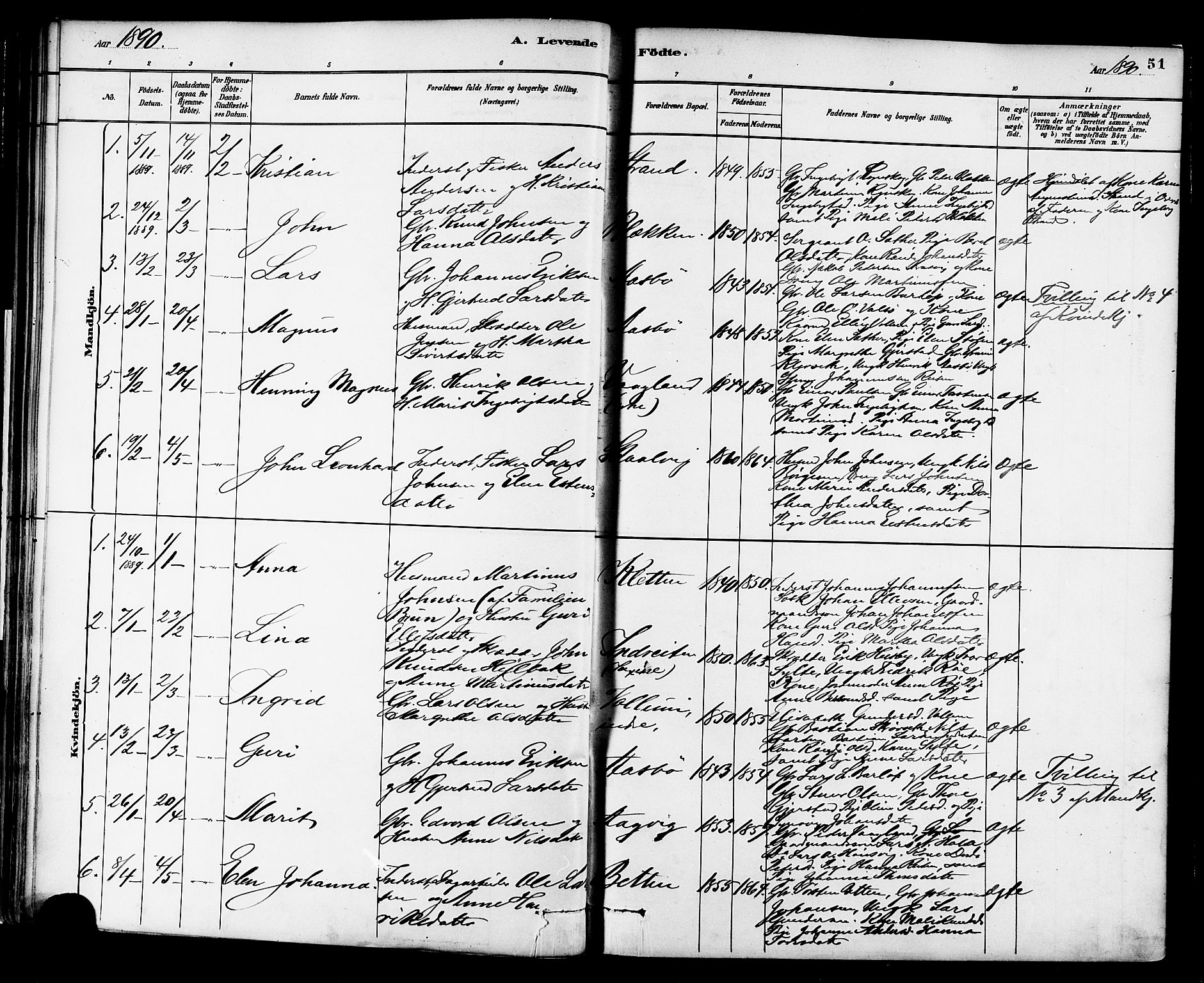 Ministerialprotokoller, klokkerbøker og fødselsregistre - Møre og Romsdal, AV/SAT-A-1454/576/L0885: Ministerialbok nr. 576A03, 1880-1898, s. 51