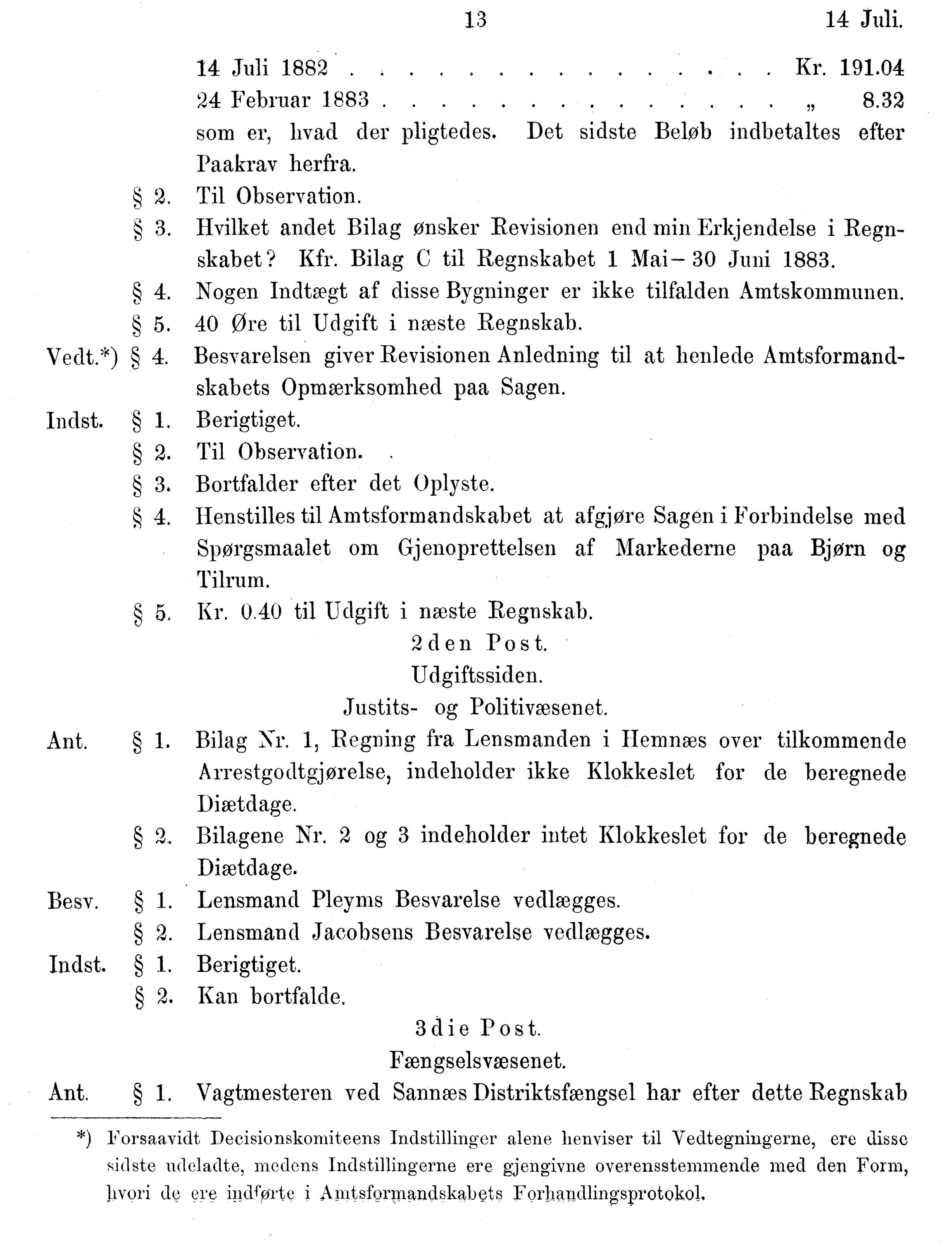 Nordland Fylkeskommune. Fylkestinget, AIN/NFK-17/176/A/Ac/L0014: Fylkestingsforhandlinger 1881-1885, 1881-1885