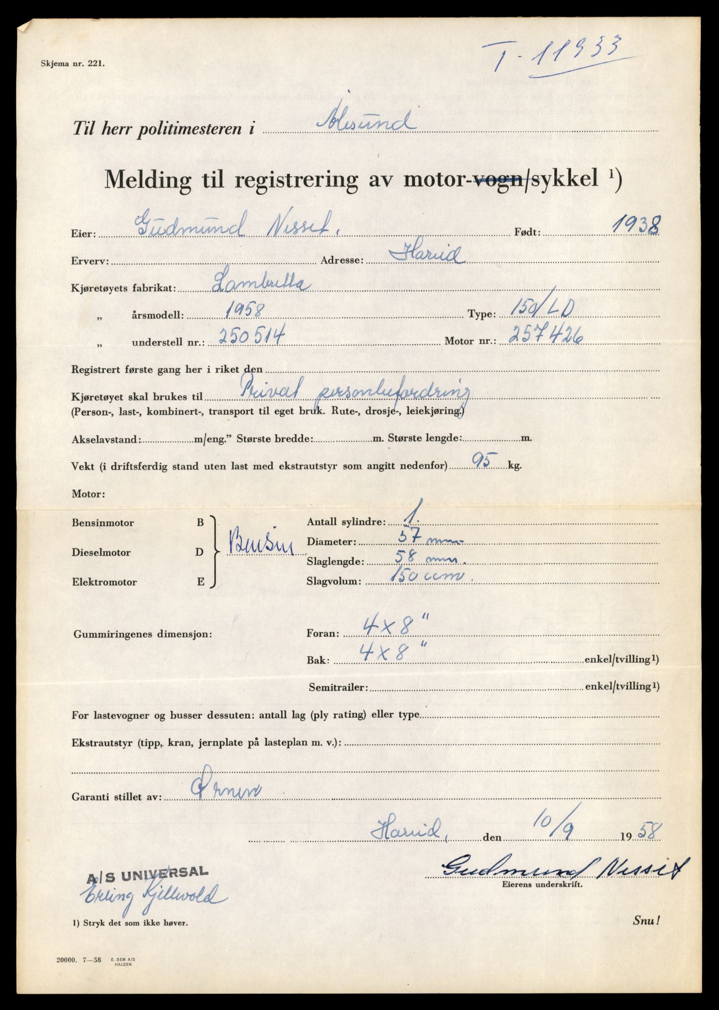 Møre og Romsdal vegkontor - Ålesund trafikkstasjon, AV/SAT-A-4099/F/Fe/L0031: Registreringskort for kjøretøy T 11800 - T 11996, 1927-1998, s. 2311