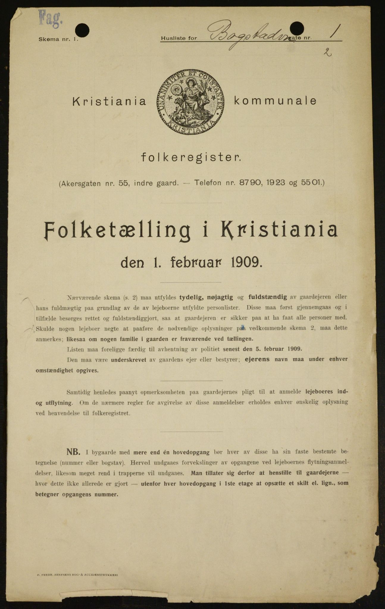 OBA, Kommunal folketelling 1.2.1909 for Kristiania kjøpstad, 1909, s. 6334