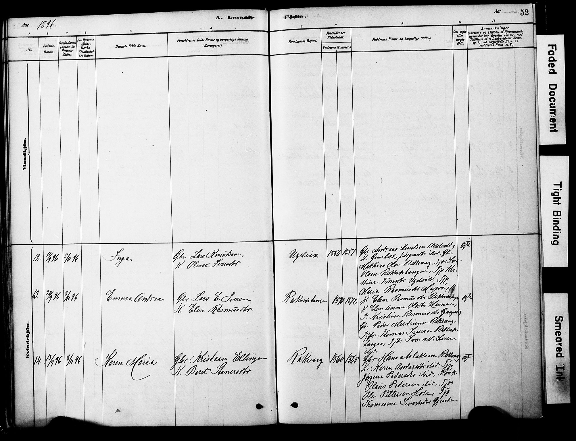 Ministerialprotokoller, klokkerbøker og fødselsregistre - Møre og Romsdal, AV/SAT-A-1454/563/L0736: Ministerialbok nr. 563A01, 1878-1903, s. 52
