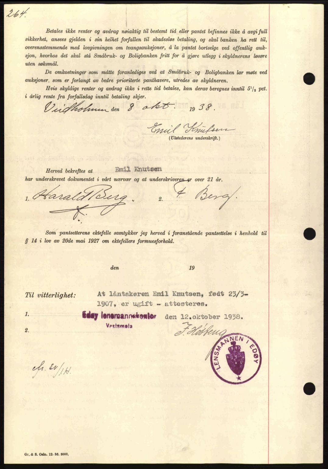 Nordmøre sorenskriveri, SAT/A-4132/1/2/2Ca: Pantebok nr. B84, 1938-1939, Dagboknr: 2701/1938