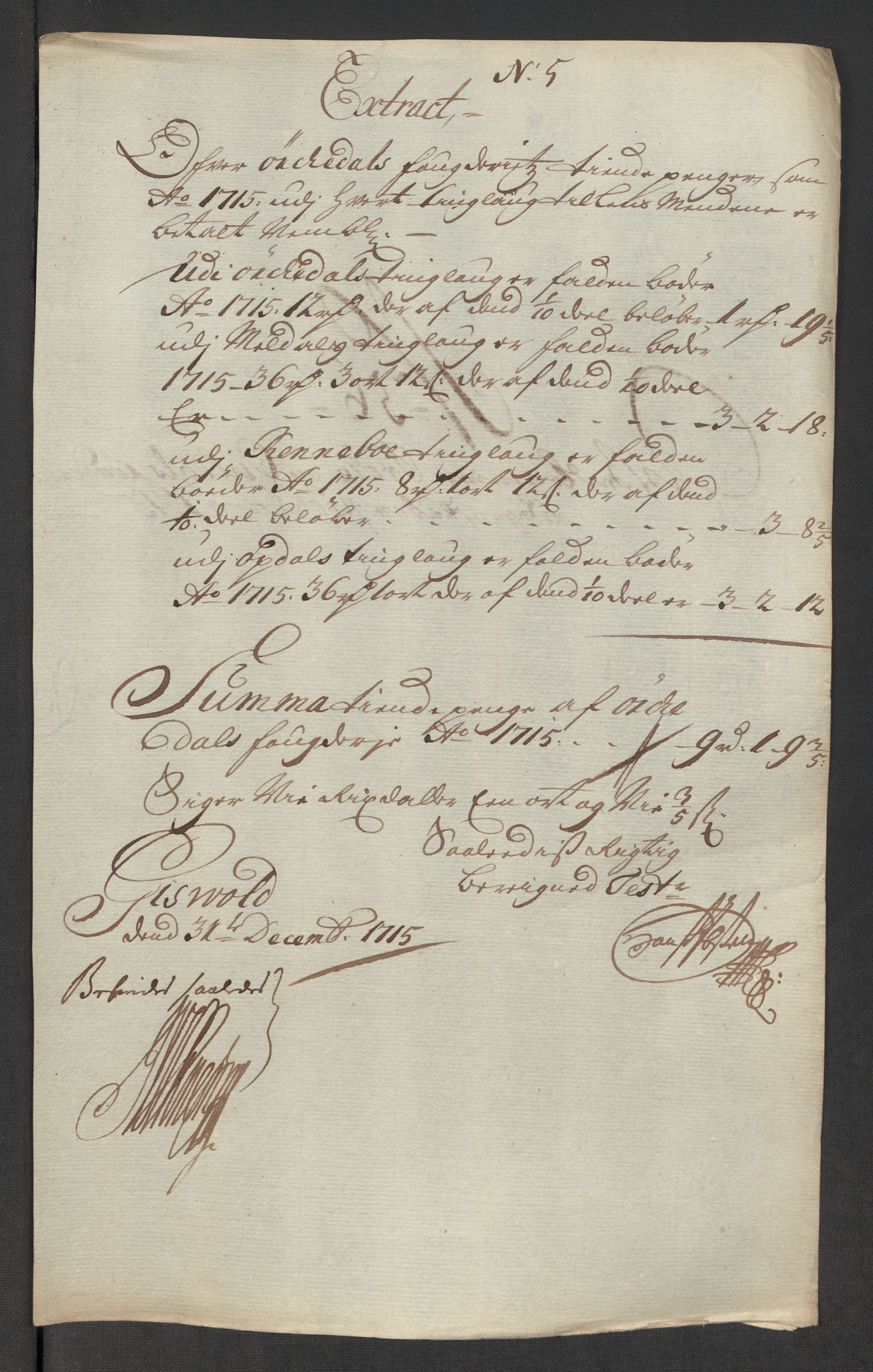 Rentekammeret inntil 1814, Reviderte regnskaper, Fogderegnskap, AV/RA-EA-4092/R60/L3966: Fogderegnskap Orkdal og Gauldal, 1715, s. 426