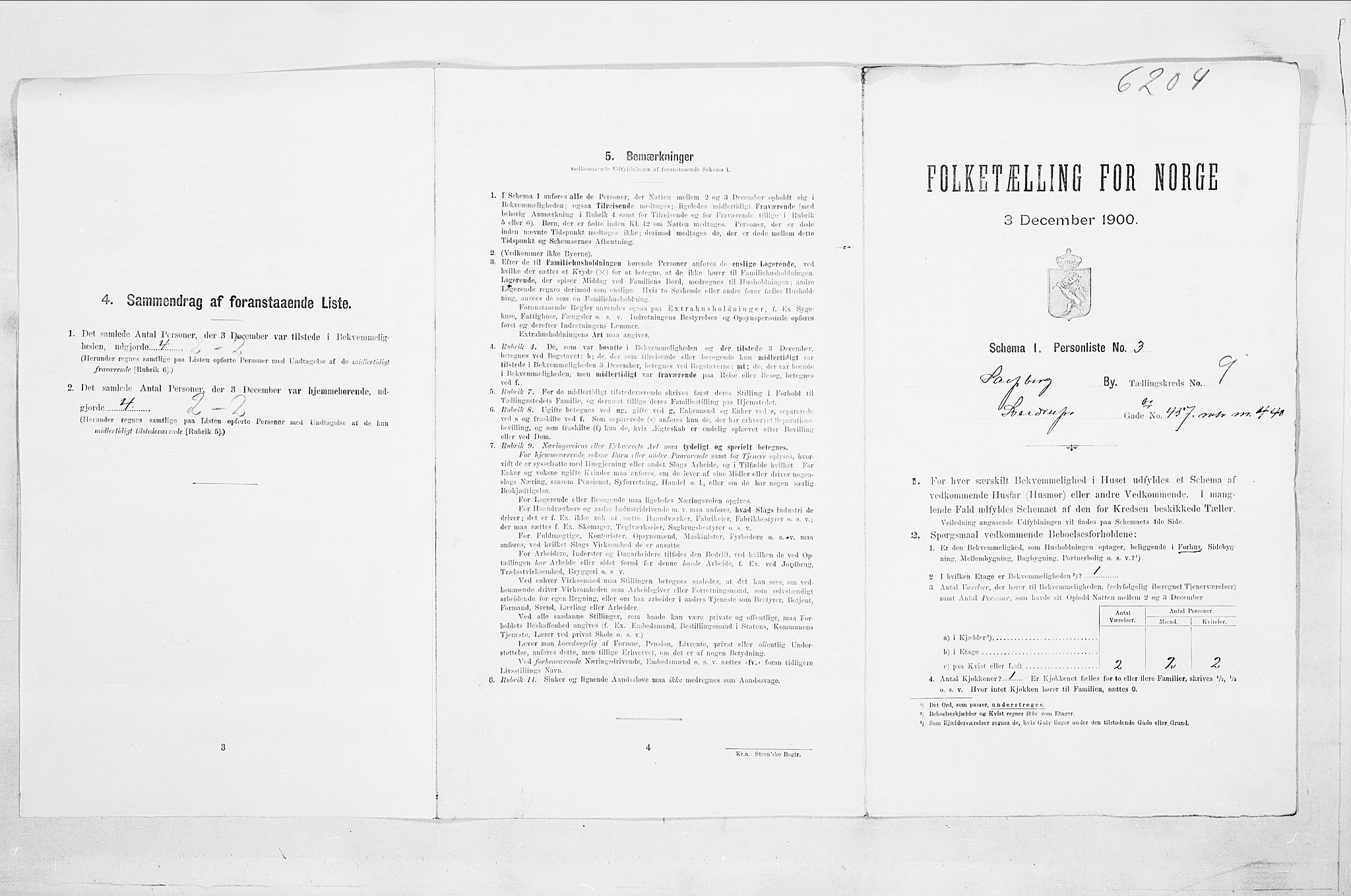 SAO, Folketelling 1900 for 0102 Sarpsborg kjøpstad, 1900