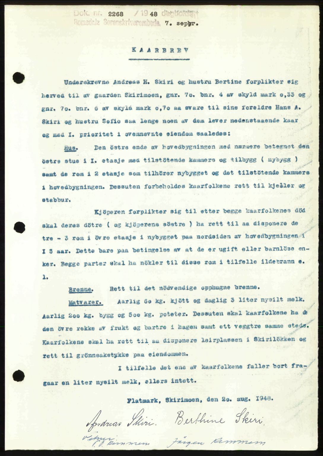 Romsdal sorenskriveri, SAT/A-4149/1/2/2C: Pantebok nr. A27, 1948-1948, Dagboknr: 2268/1948