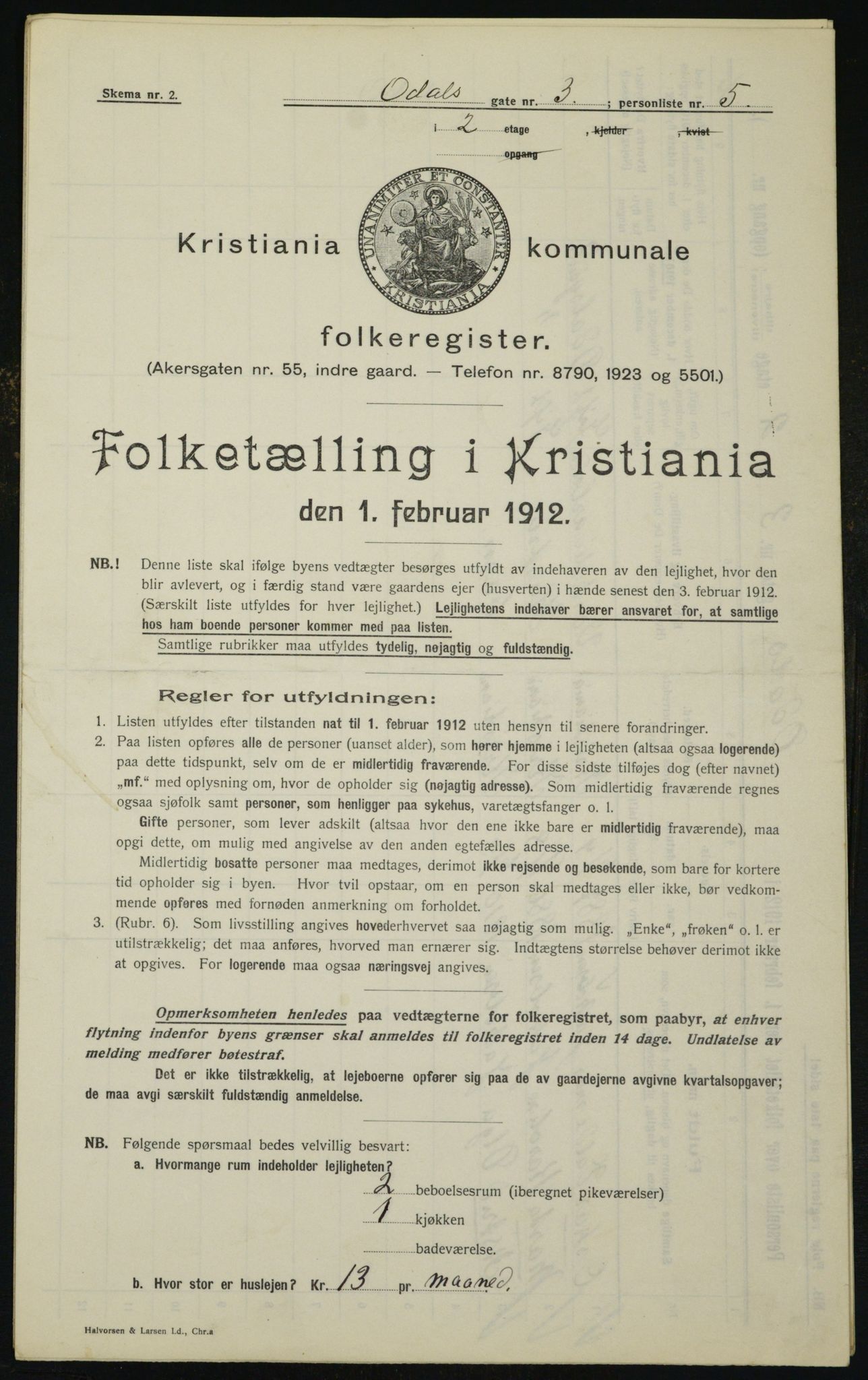 OBA, Kommunal folketelling 1.2.1912 for Kristiania, 1912, s. 75088