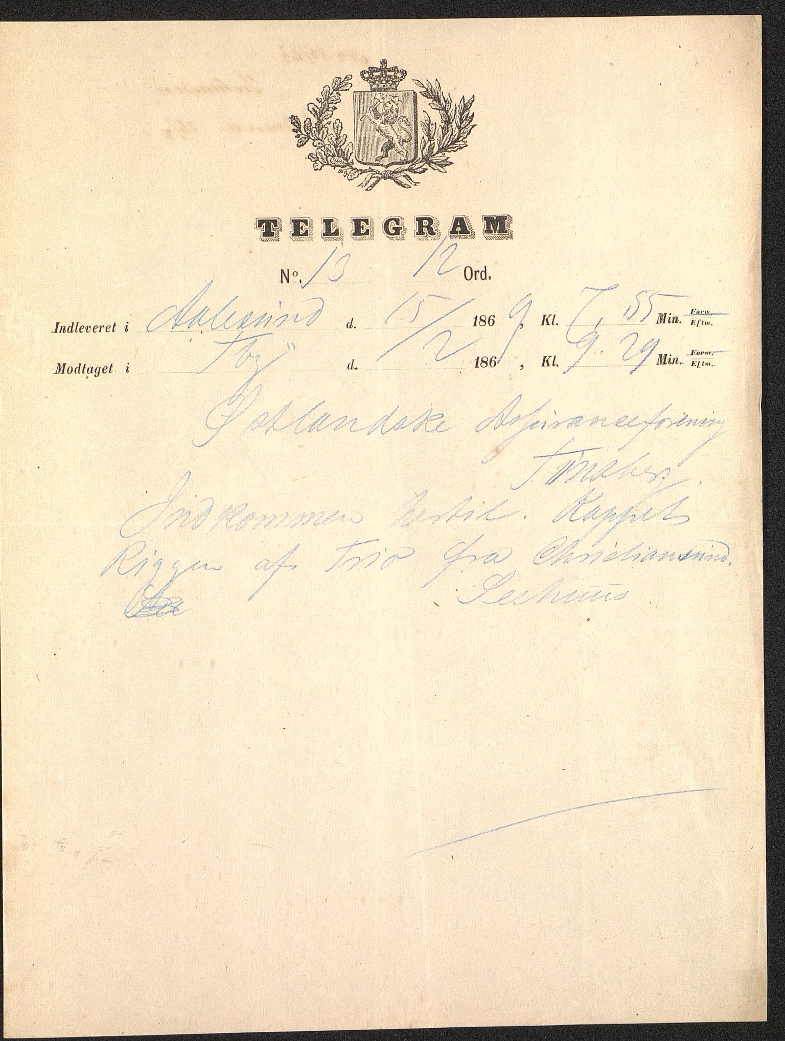 Pa 63 - Østlandske skibsassuranceforening, VEMU/A-1079/G/Ga/L0002/0005: Havaridokumenter / Trio, 1869
