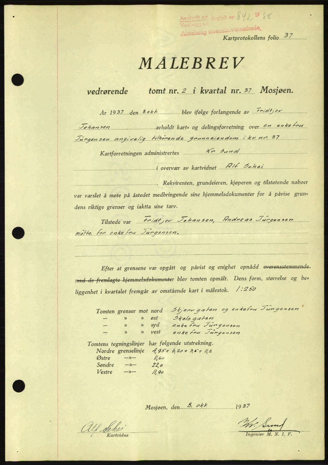 Alstahaug sorenskriveri, SAT/A-1009: Pantebok nr. A3, 1937-1938, Dagboknr: 842/1938