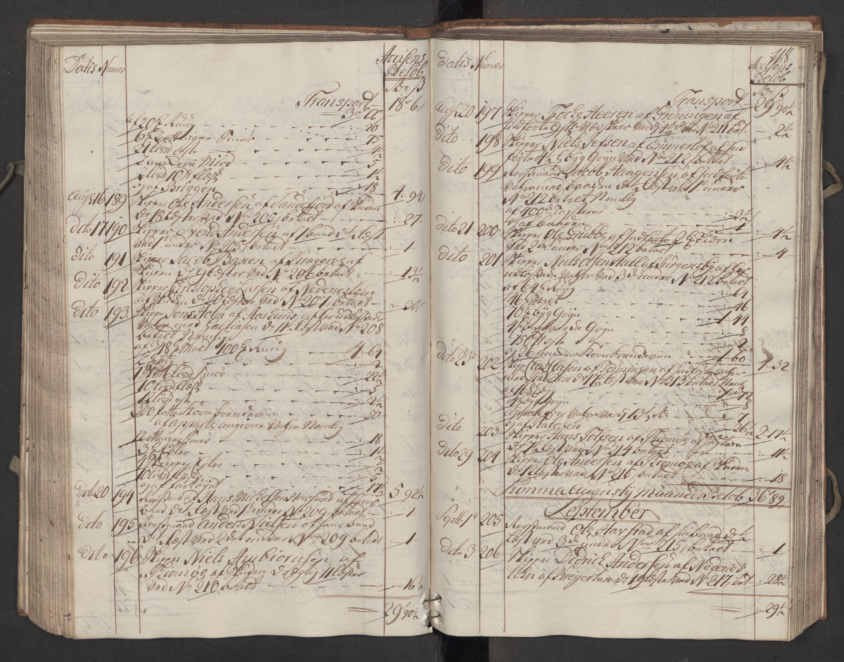 Generaltollkammeret, tollregnskaper, AV/RA-EA-5490/R13/L0036/0001: Tollregnskaper Kragerø / Inngående hovedtollbok, 1764, s. 117b-118a
