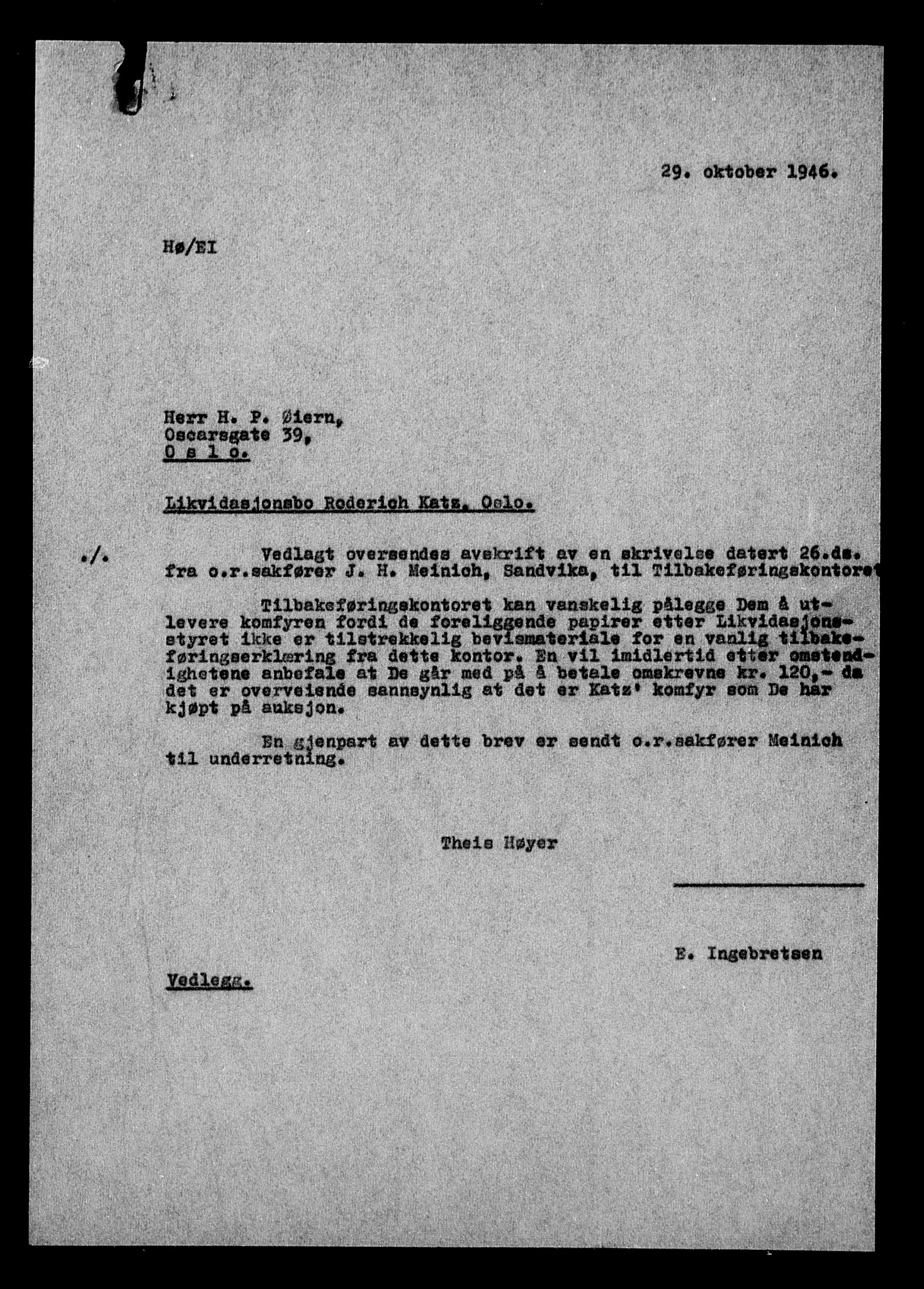 Justisdepartementet, Tilbakeføringskontoret for inndratte formuer, AV/RA-S-1564/H/Hc/Hcc/L0950: --, 1945-1947, s. 243