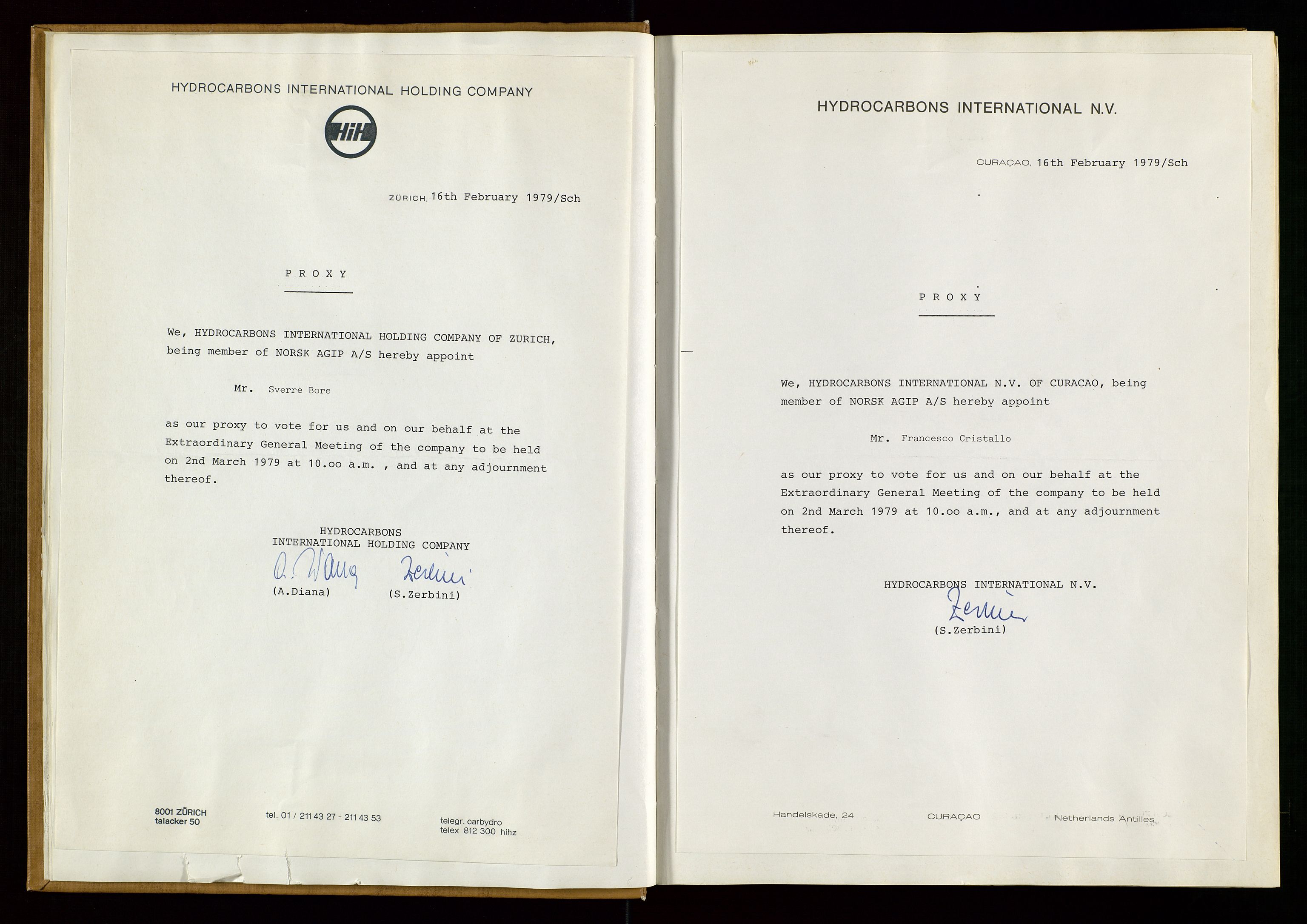 Pa 1583 - Norsk Agip AS, AV/SAST-A-102138/A/Aa/L0001: General assembly and Board of Directors meeting minutes, 1965-1990