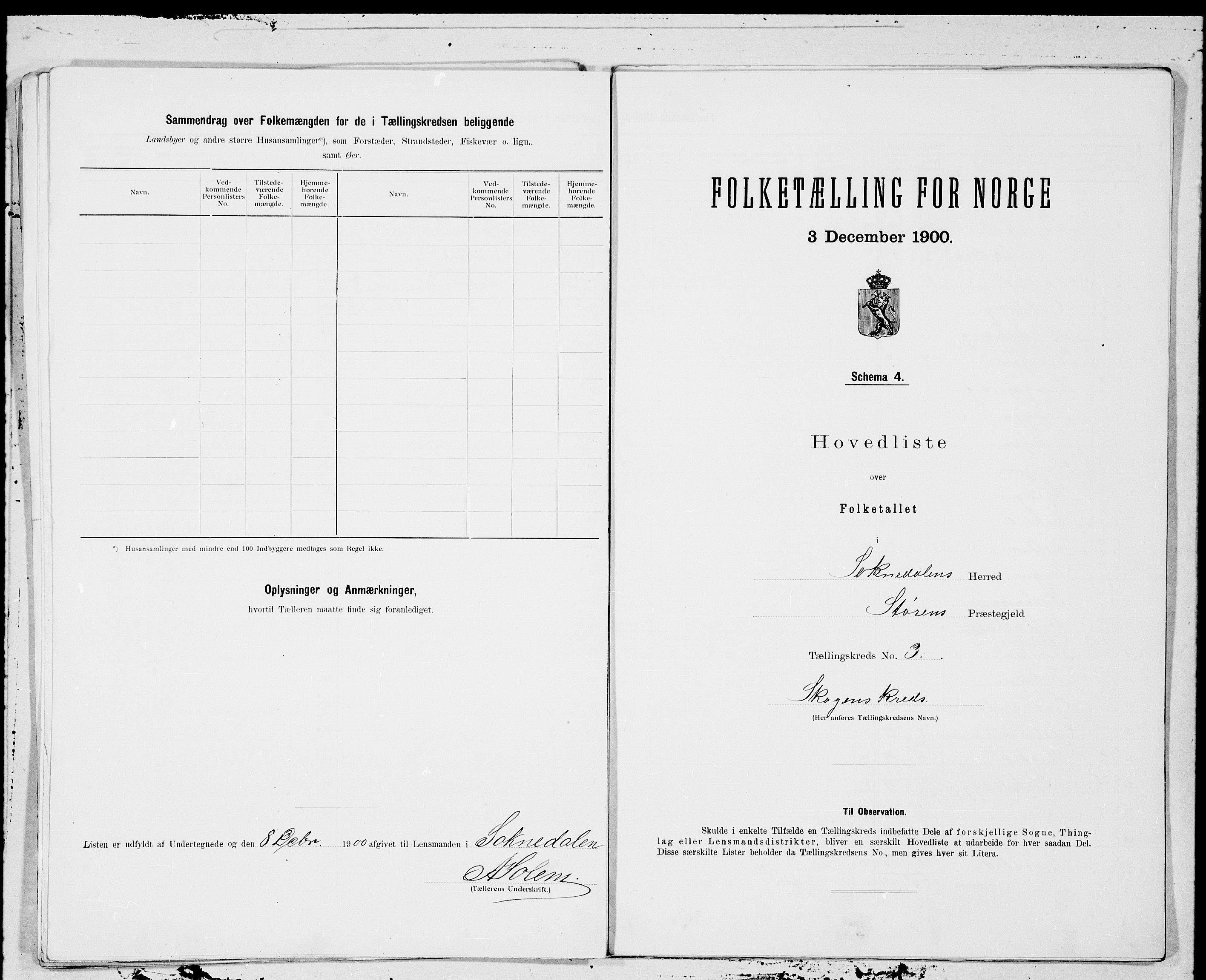 SAT, Folketelling 1900 for 1649 Soknedal herred, 1900, s. 6