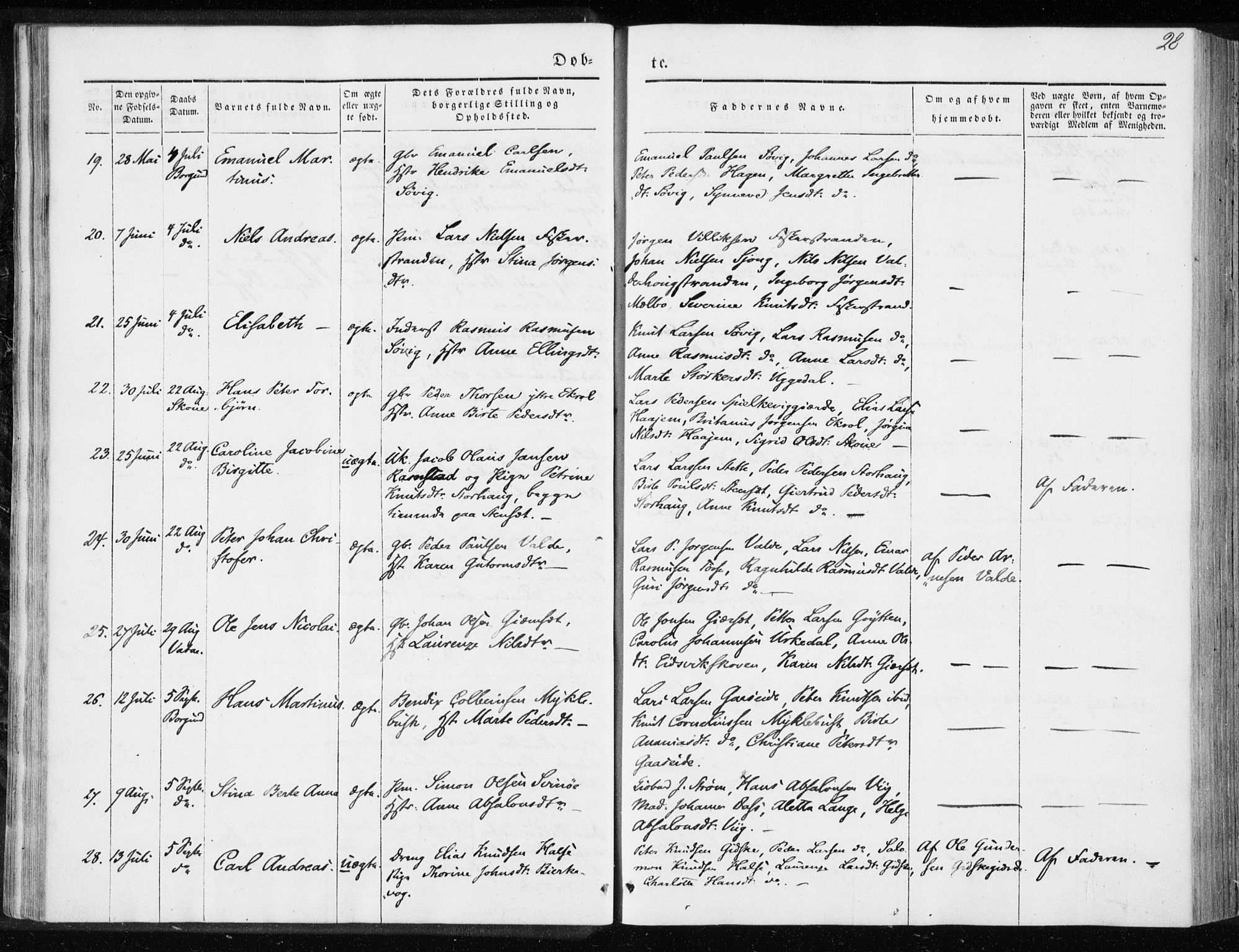 Ministerialprotokoller, klokkerbøker og fødselsregistre - Møre og Romsdal, AV/SAT-A-1454/528/L0415: Residerende kapellans bok nr. 528B03, 1843-1852, s. 28
