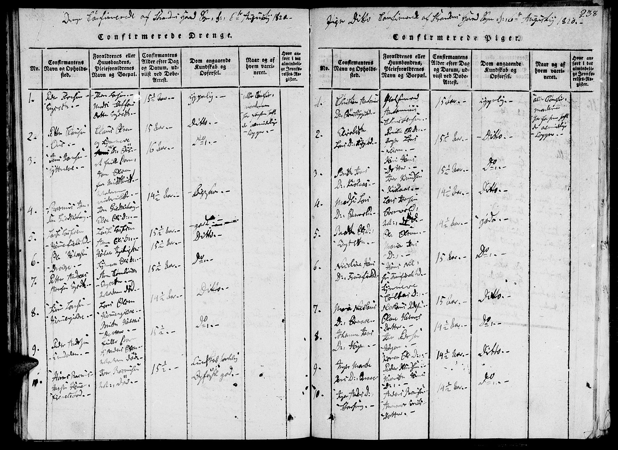 Ministerialprotokoller, klokkerbøker og fødselsregistre - Møre og Romsdal, AV/SAT-A-1454/520/L0273: Ministerialbok nr. 520A03, 1817-1826, s. 238