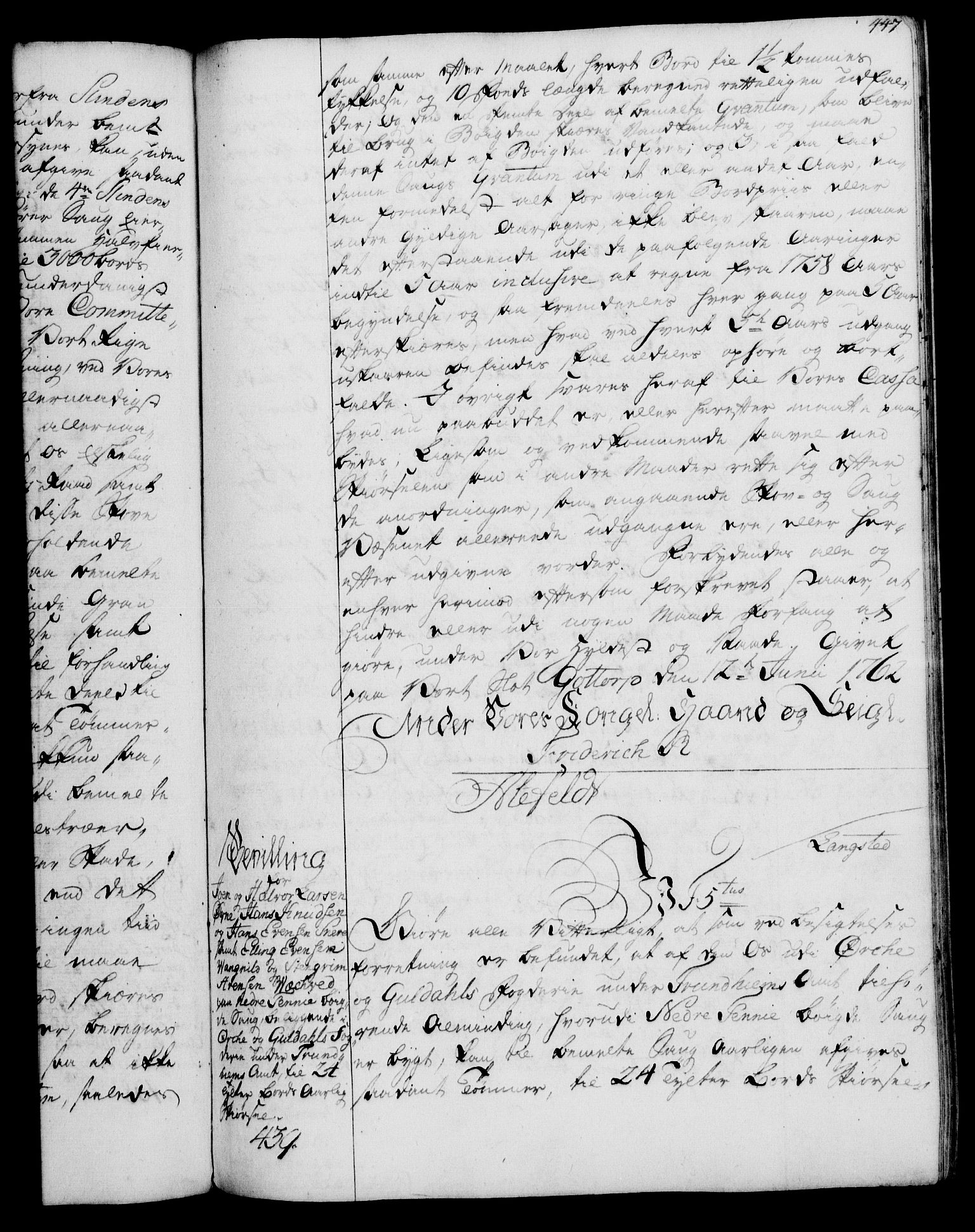 Rentekammeret, Kammerkanselliet, RA/EA-3111/G/Gg/Gga/L0007: Norsk ekspedisjonsprotokoll med register (merket RK 53.7), 1759-1768, s. 447